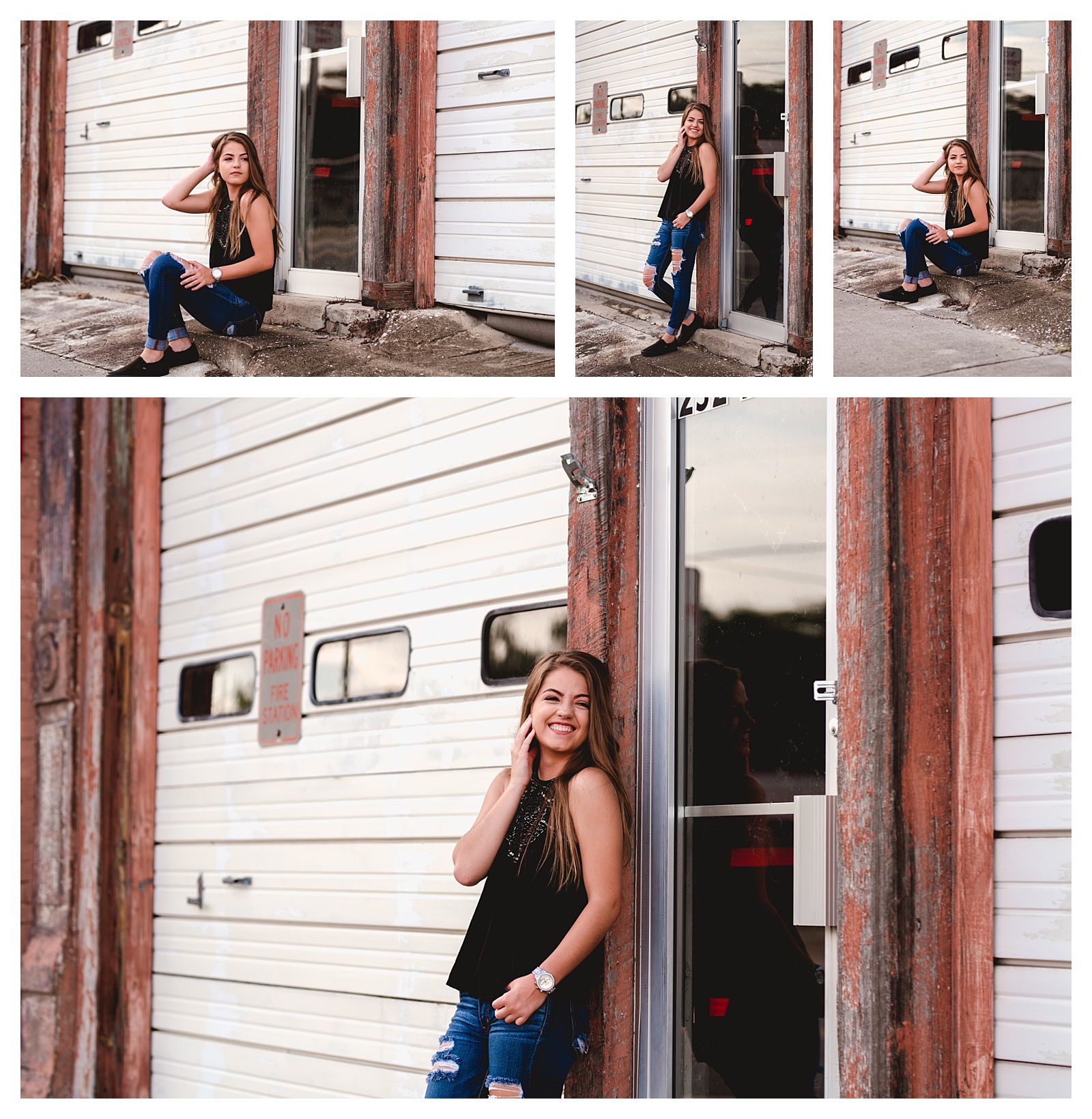 Cute senior photos with abandoned fire house in Florida. Shelly Williams Photography.