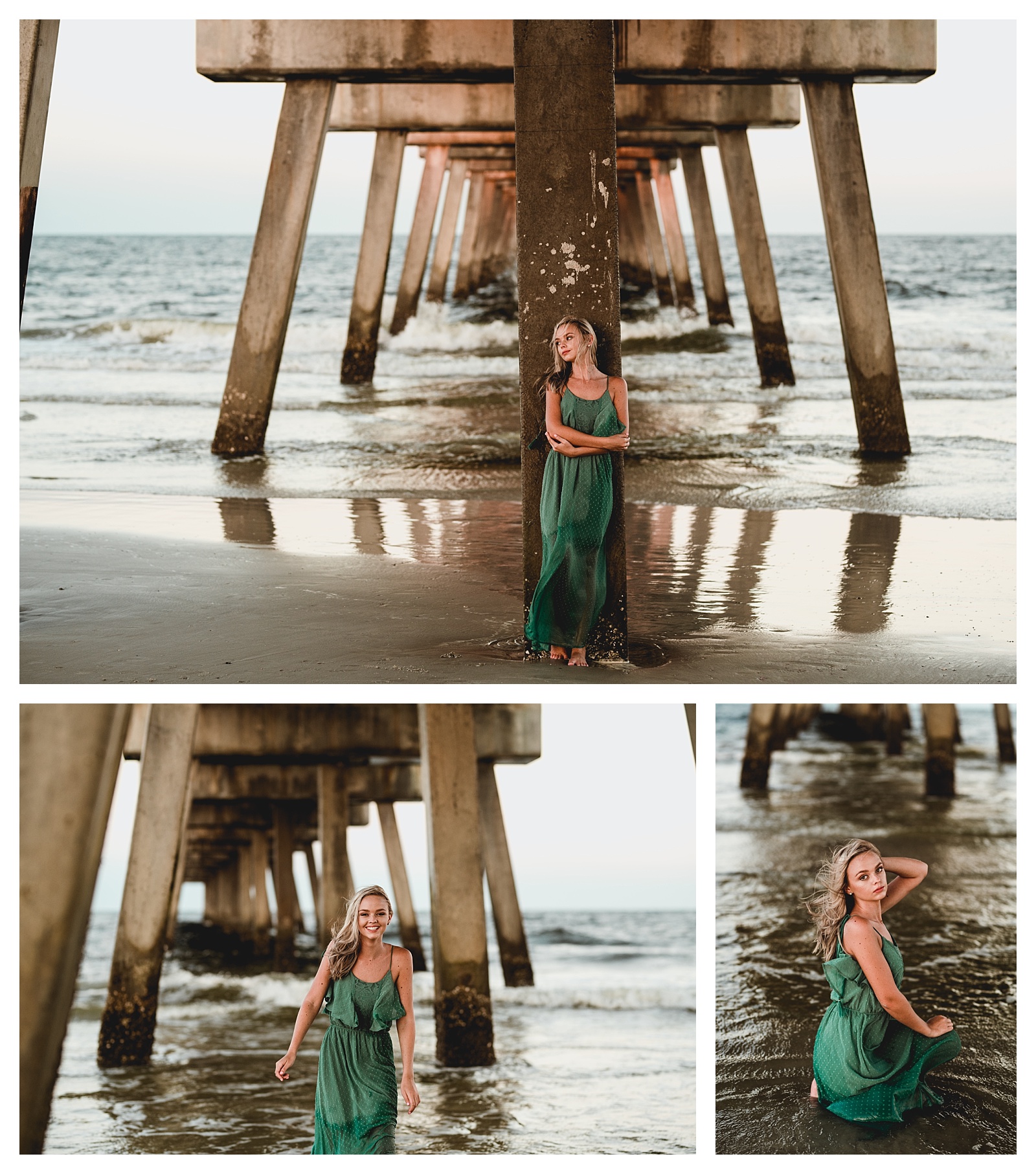 Pier photos on Jacksonville beach for senior girl. Shelly Williams Photography