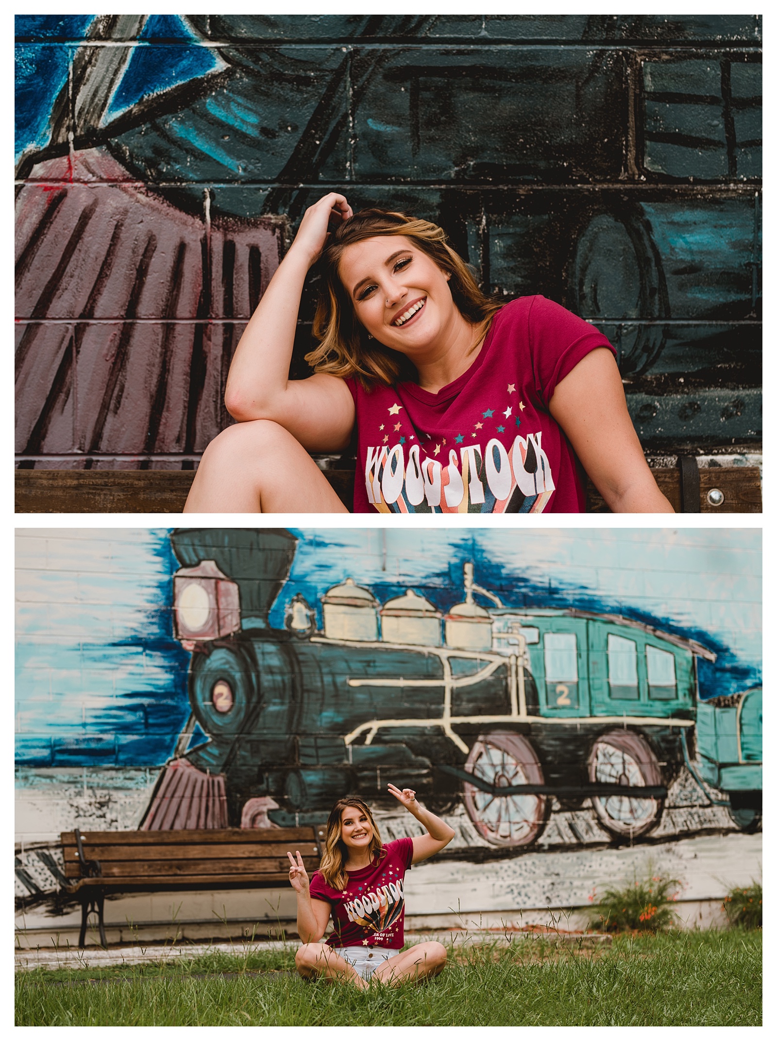 Train mural in Madison Fl used for senior photos. Shelly Williams Photography