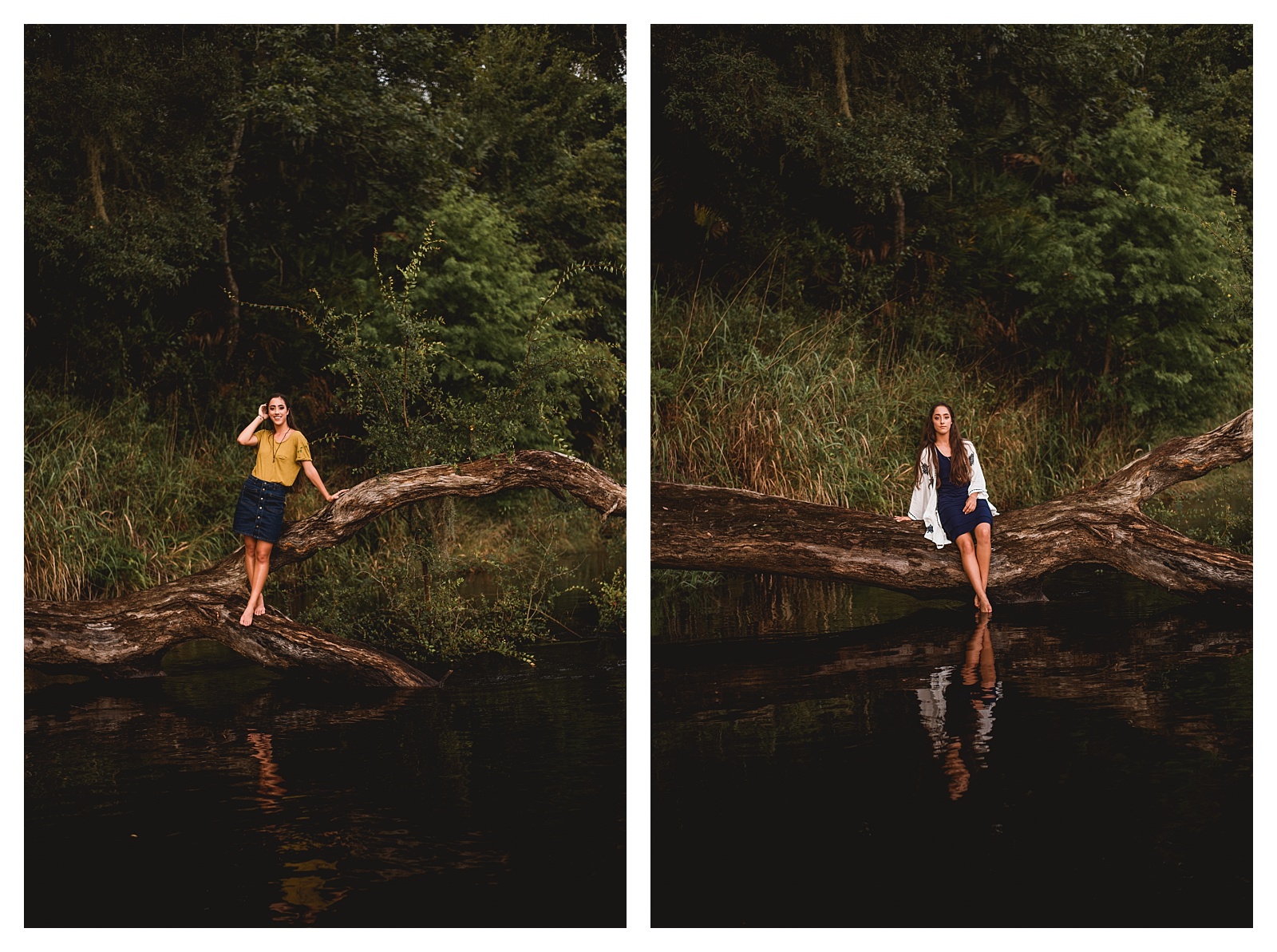 Twin senior girls professional photographer along the Suwannee River. Shelly Williams Photography
