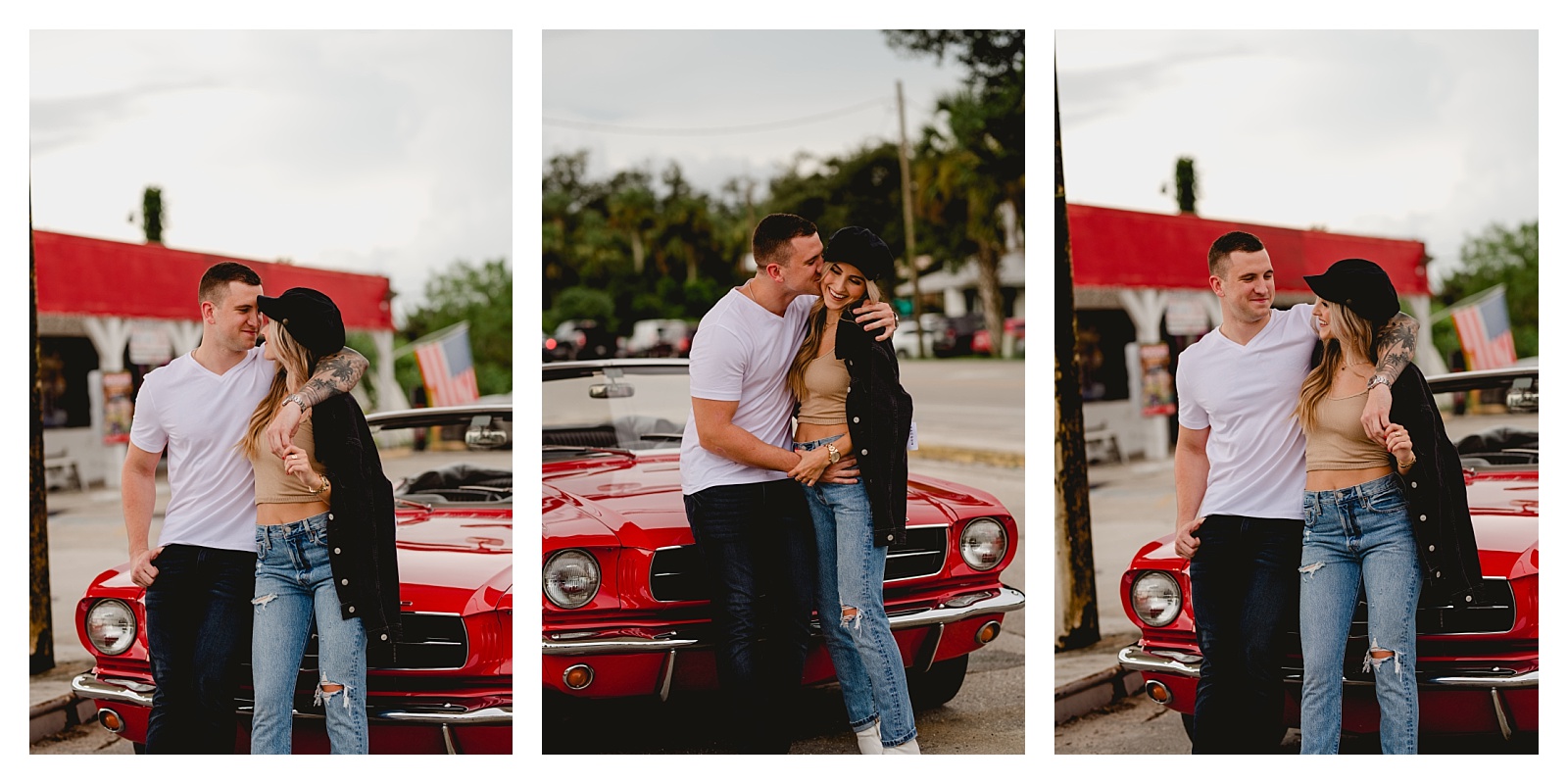 Vintage car engagement photoshoot in north florida