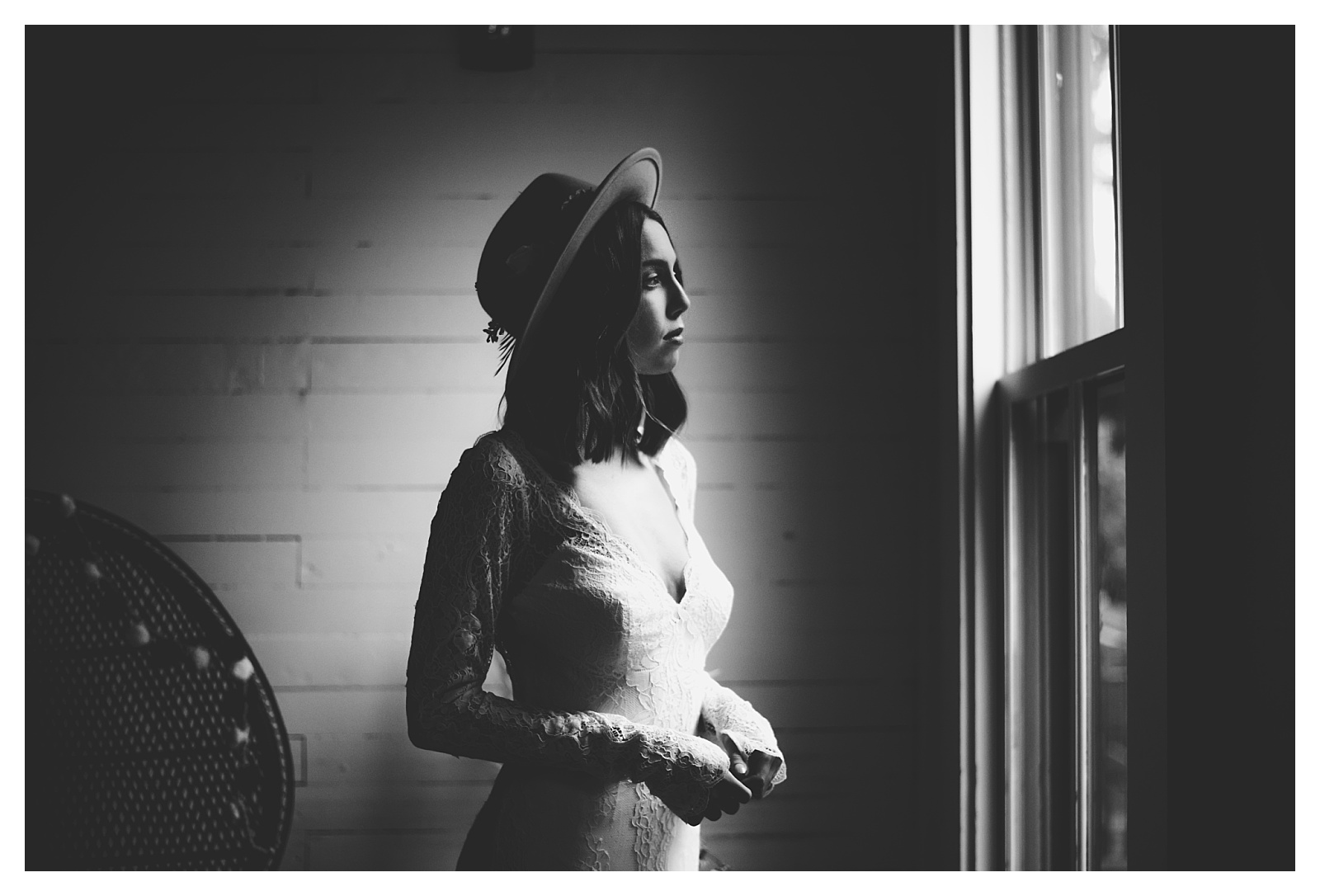 Black and white dramatic bridal portrait in north florida. Shelly Williams Photography