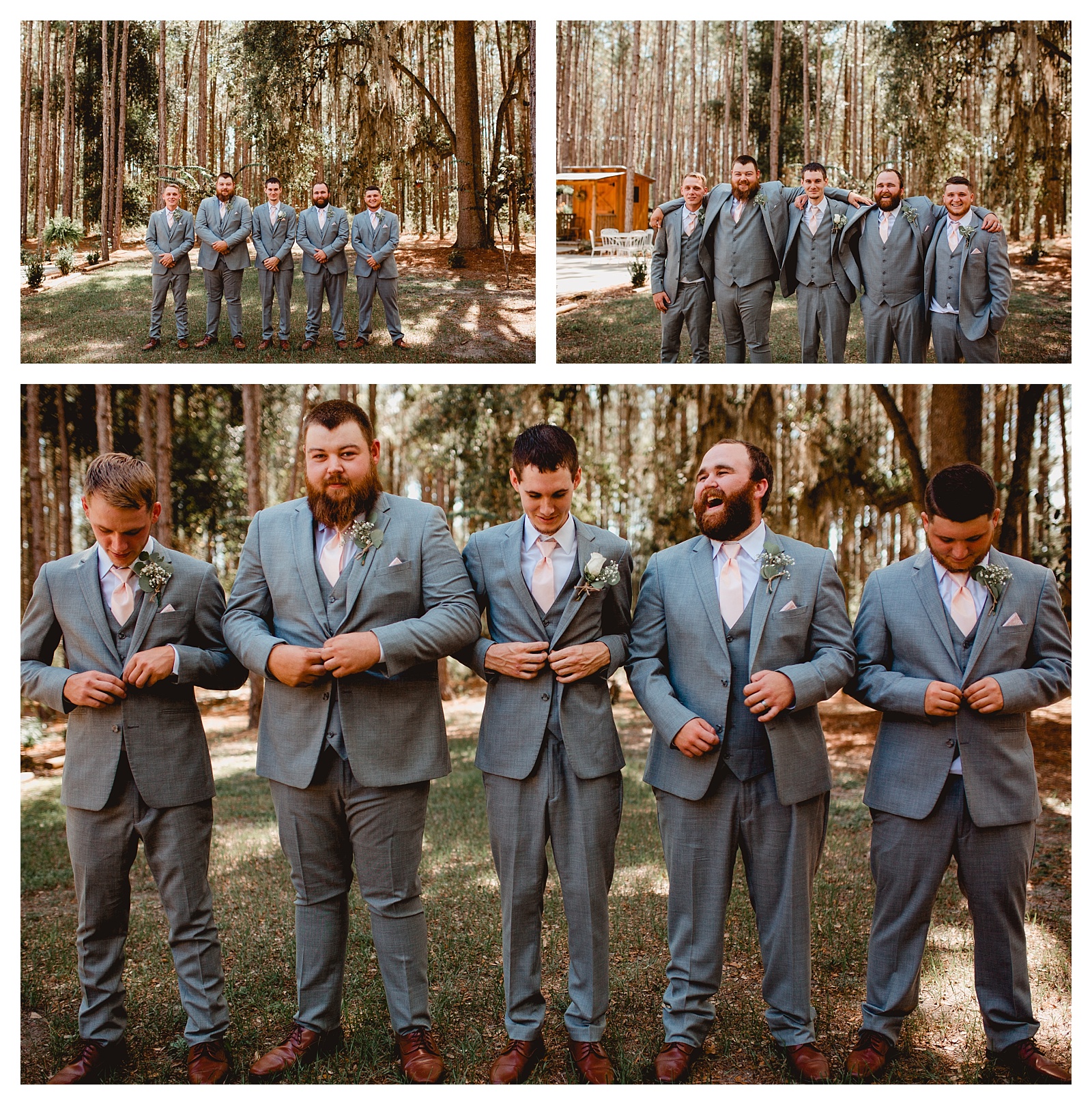 Groom with his groomsmen pictures at venue in North Florida. Shelly Williams Photography