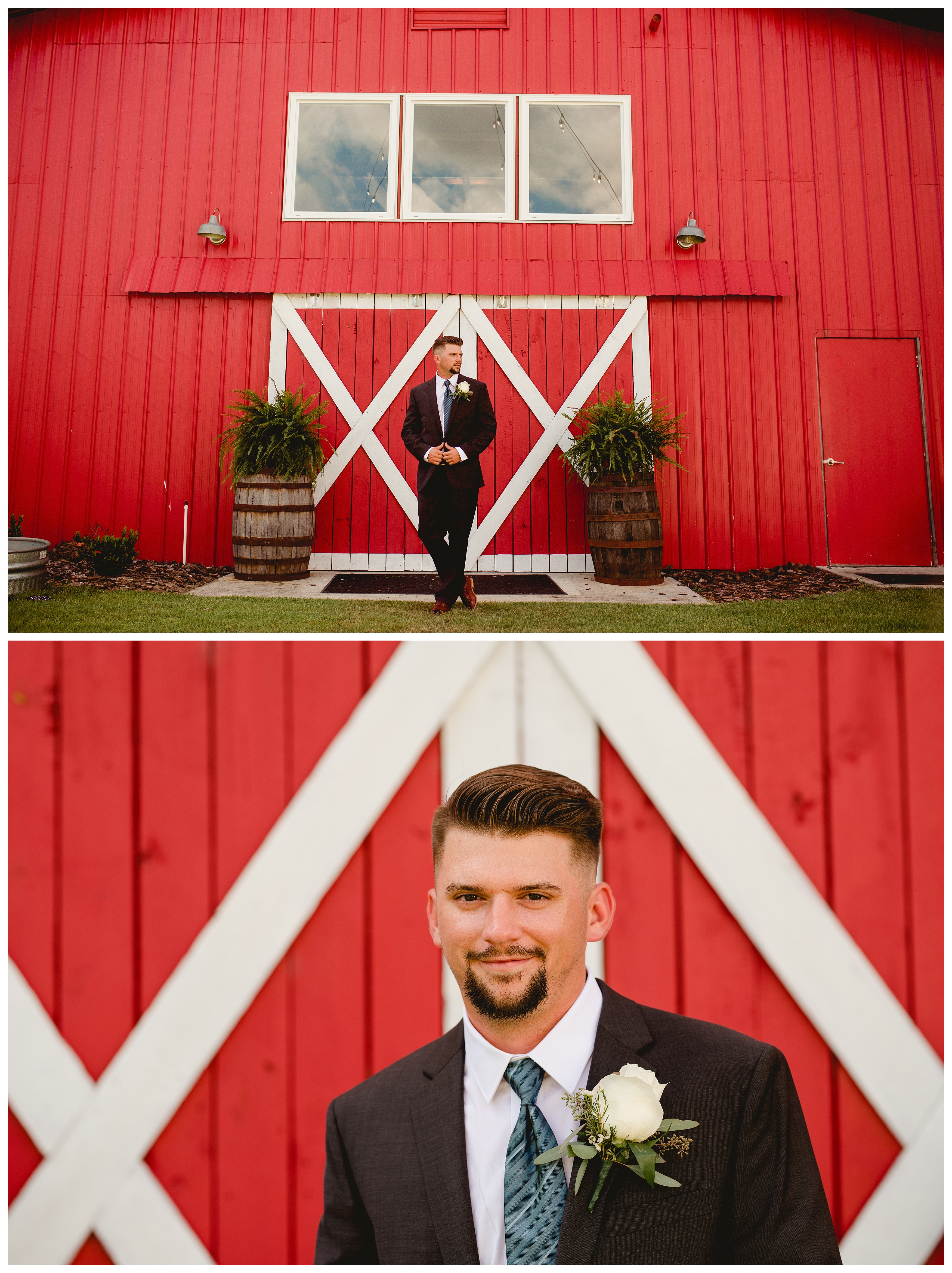 Photos of the groom on his wedding day at Seven Hills Farm. Photographer Shelly Williams