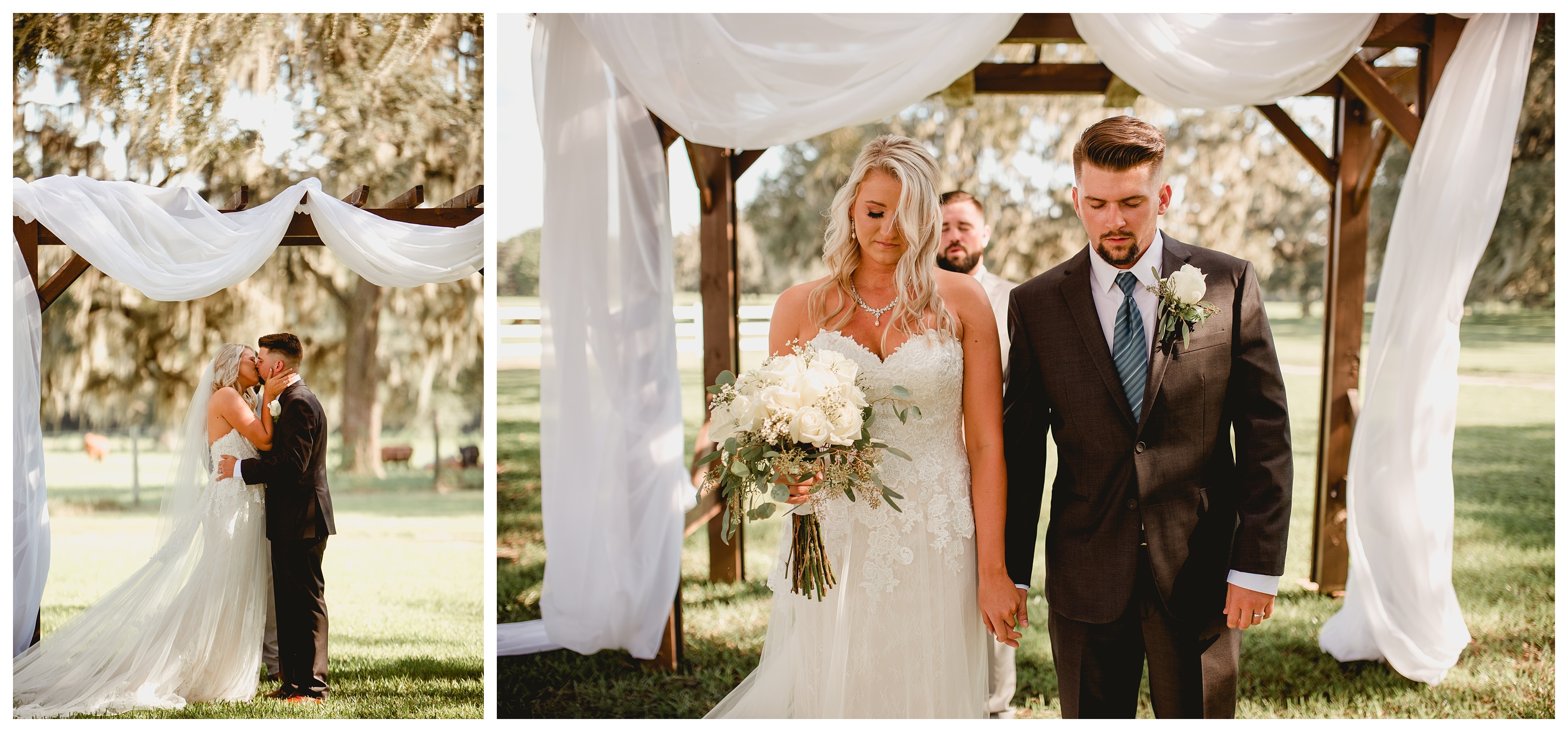 First kiss moment by natural candid wedding portrait photographer. Shelly Williams Photography located in North Florida.
