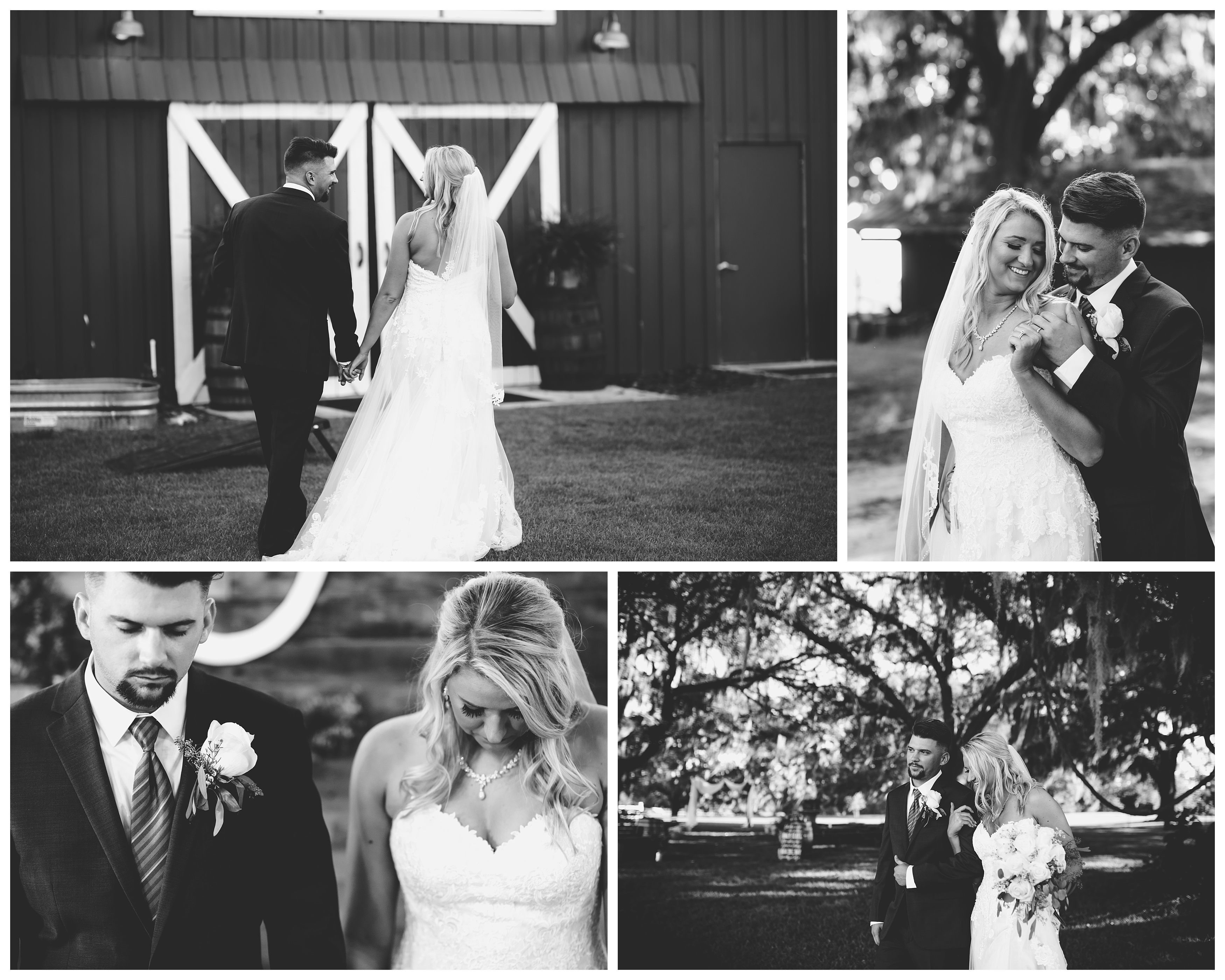 Black and white intimate moments between bride and groom on their wedding day. Shelly Williams Photography located in North Florida.