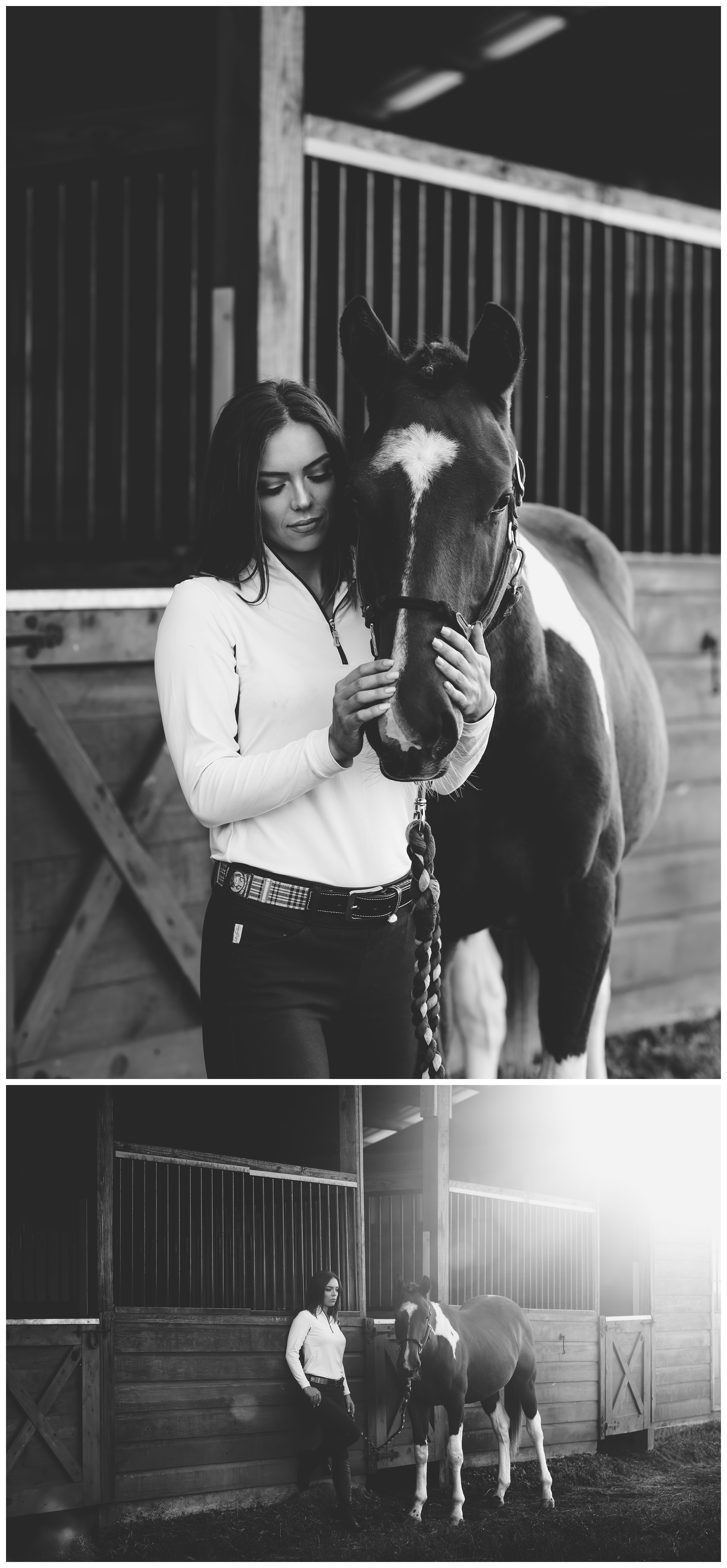 Black and white intimate horse photography by professional in Florida. Shelly Williams Photography