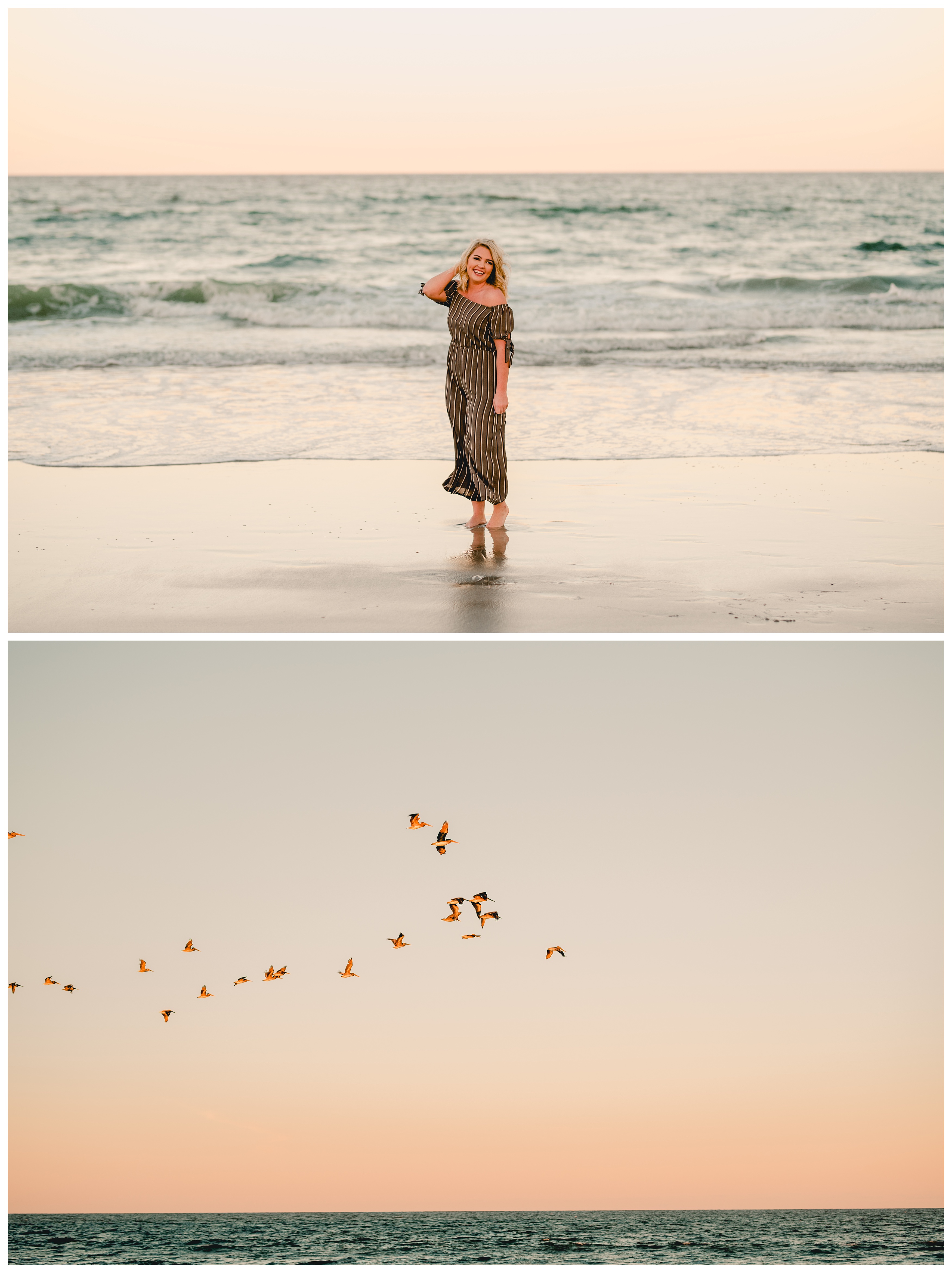 Senior girl takes photos on the beach. Shelly Williams Photography