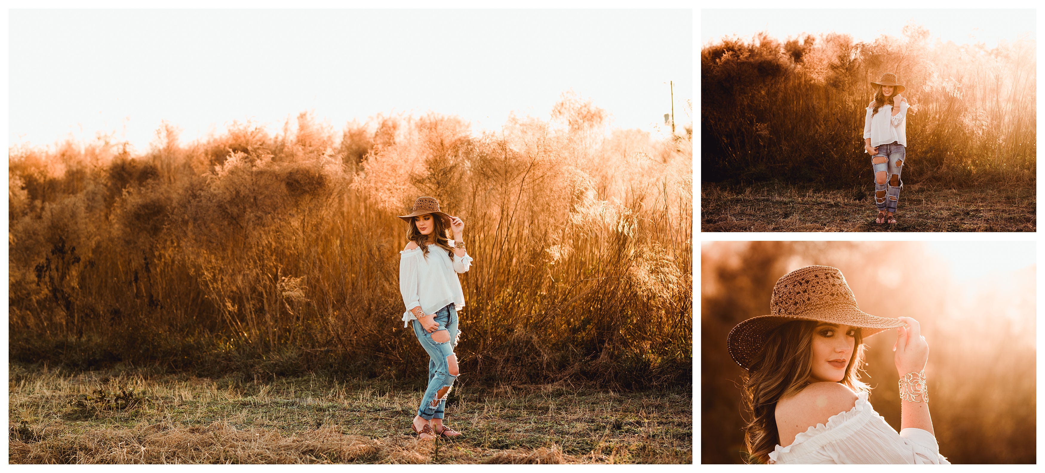 Golden hour senior photography in Florida with beautiful orange sunlight. Shelly Williams Photography
