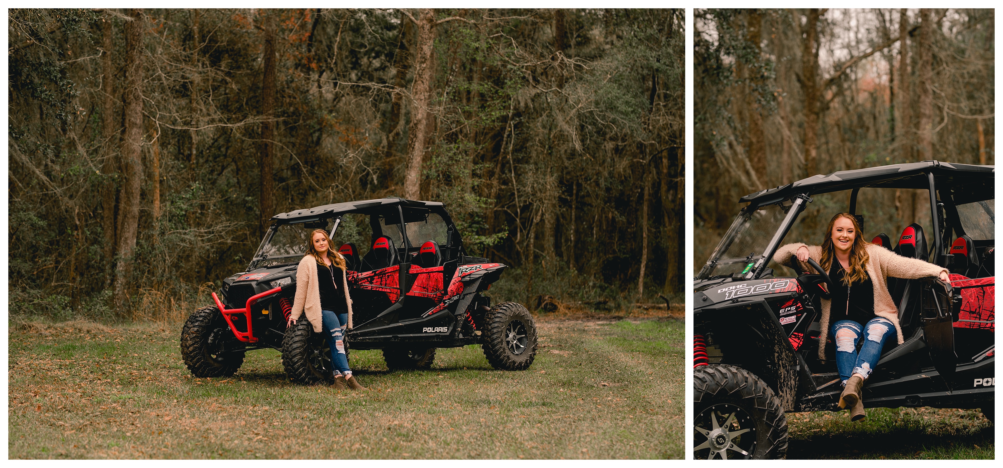 Southern senior pictures taken with her razor cart. Shelly Williams Photography