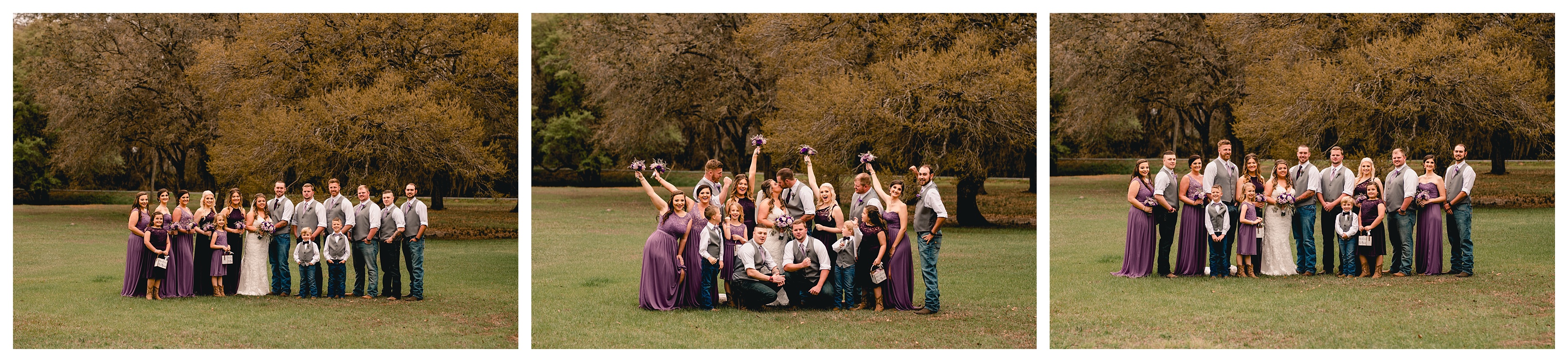 Bridal party portraits in Tallahassee, Florida by professional photographer at Bradley's Pond. Shelly Williams Photography