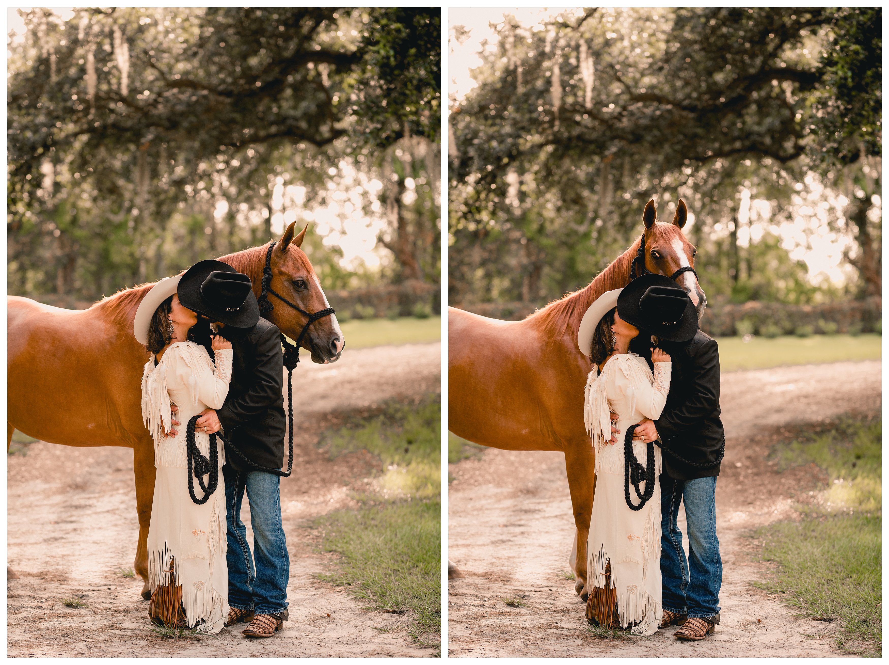Western couple photos taken with a horse in Gainesville, FL.