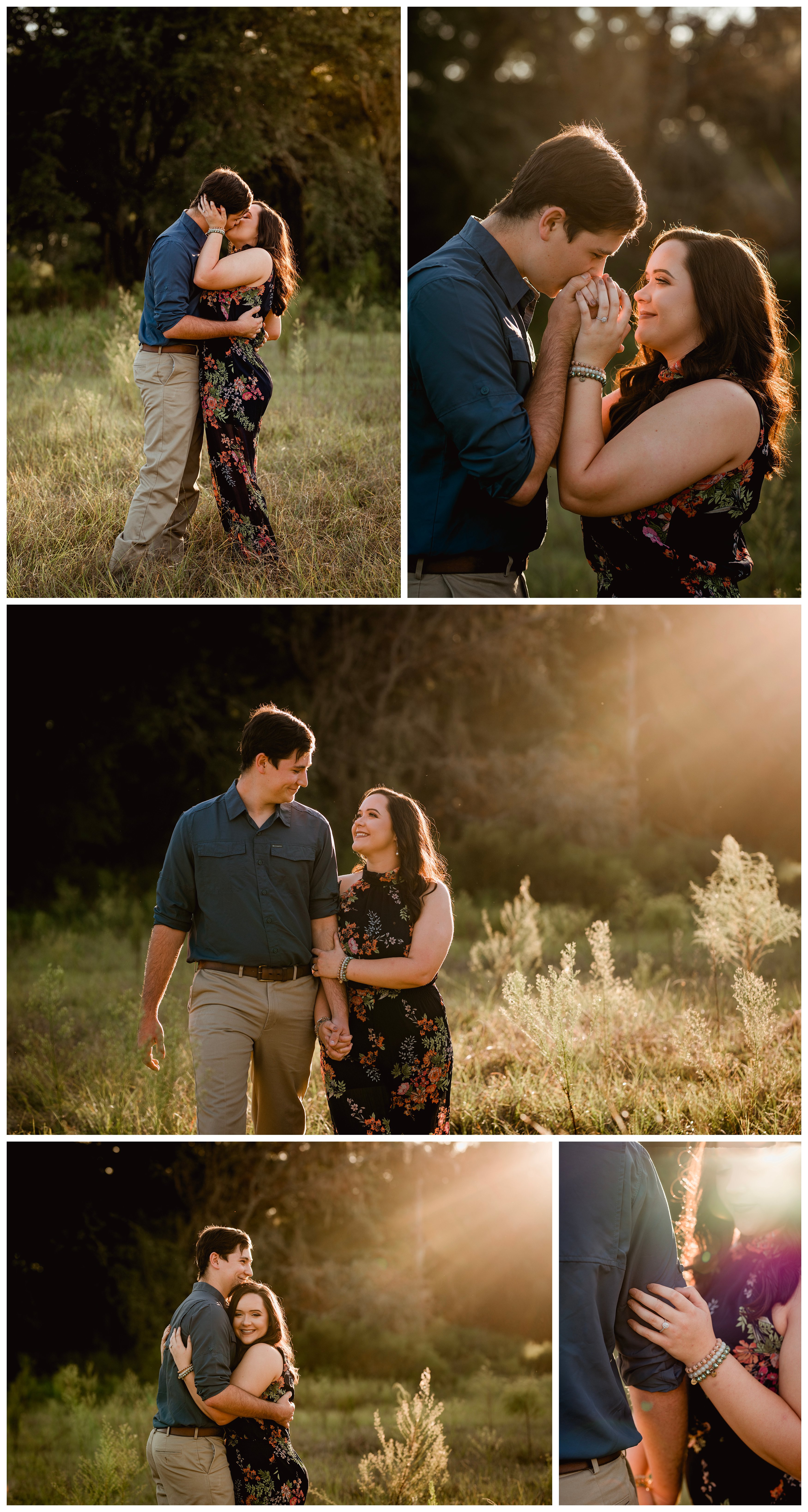 Professional engagement photo posing ideas during sunset. Florida wedding photographer.