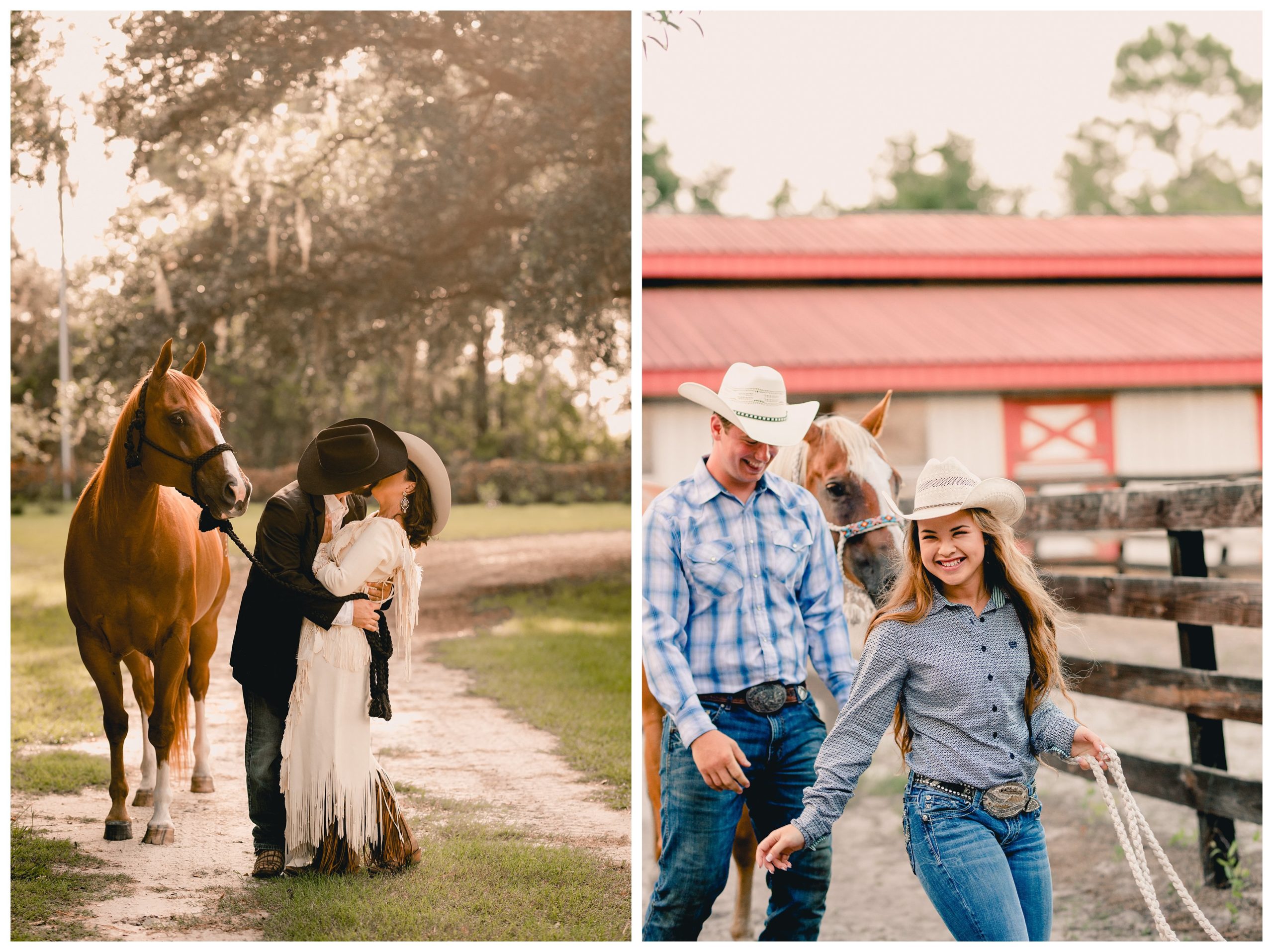 Equestrian couples with their horses taken in 2019 by horse photographer in Florida.