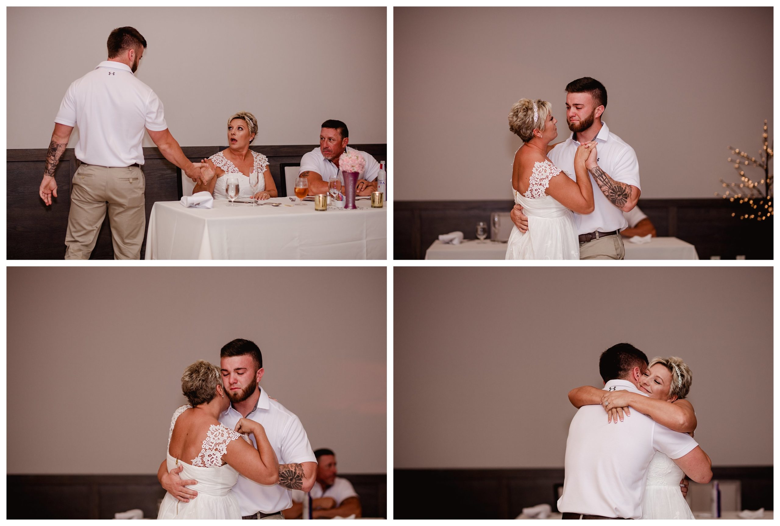 Special moment for the bride when her step son invites her to dance.