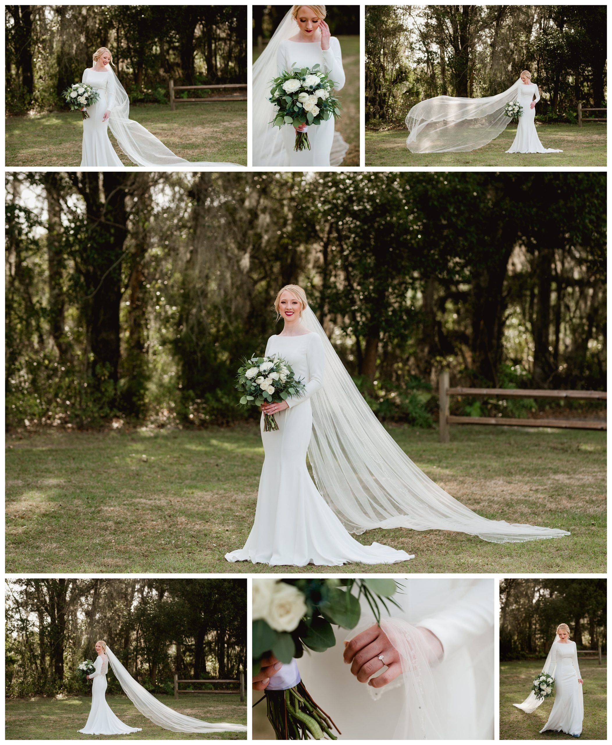 Bride posing ideas with a long veil - Shelly Williams Photography