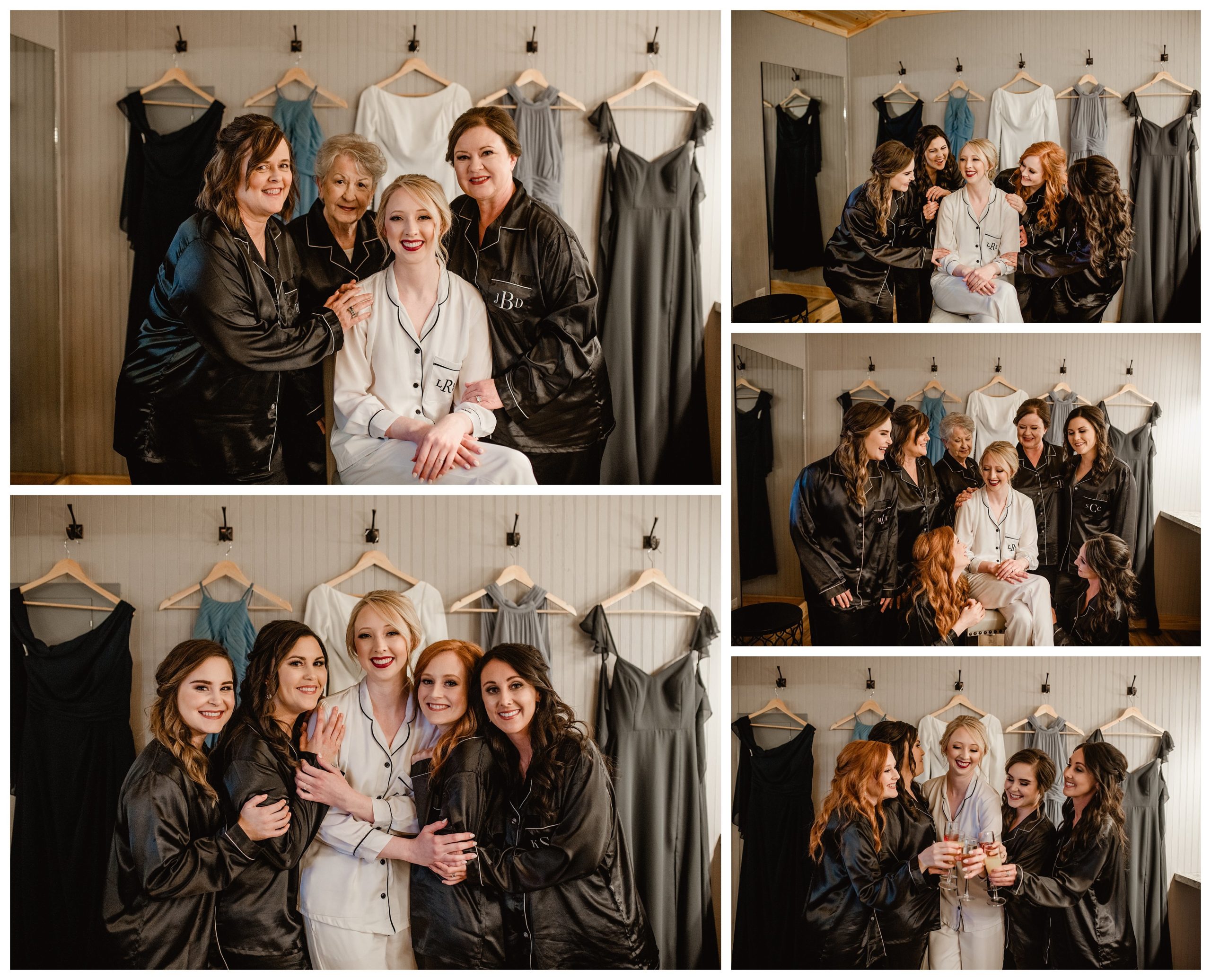 Clark plantation wedding photographer takes getting ready photos of bride and bridesmaids in pajamas - Shelly Williams Photography