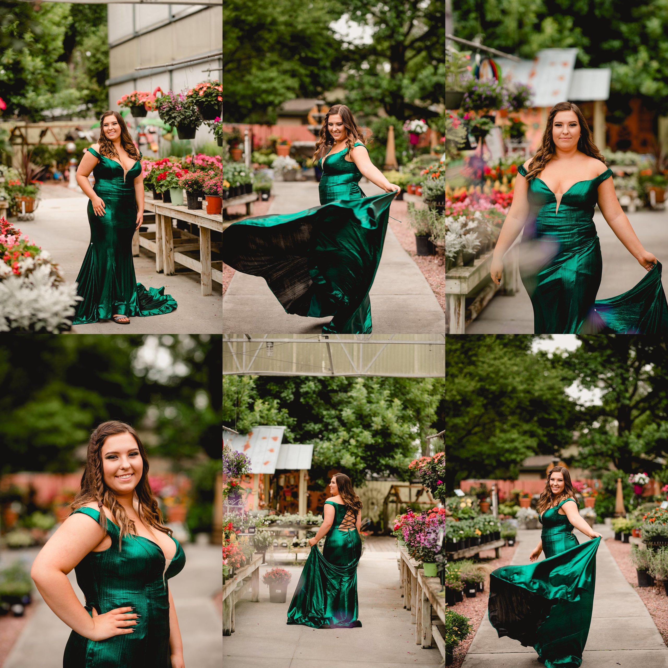 Prom posing and location ideas for green dresses