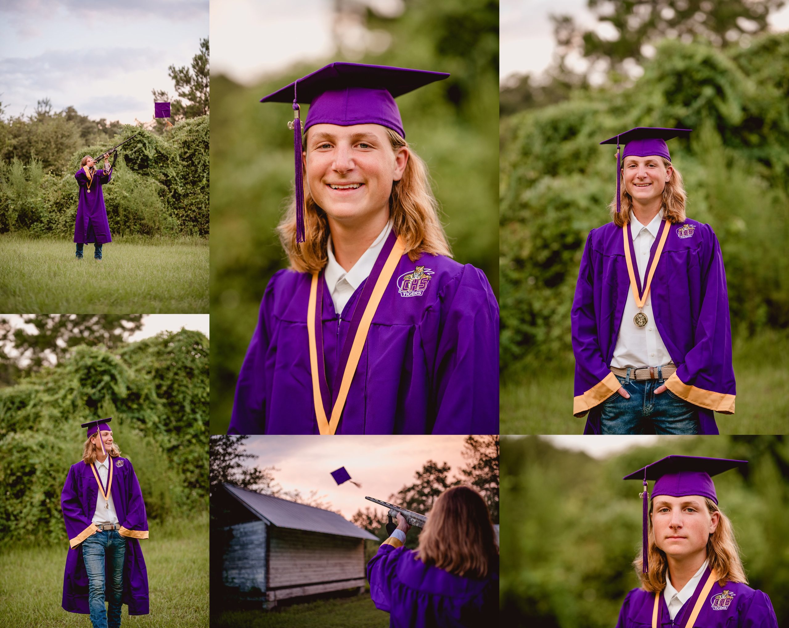 Lake city senior photos with cap and gown.