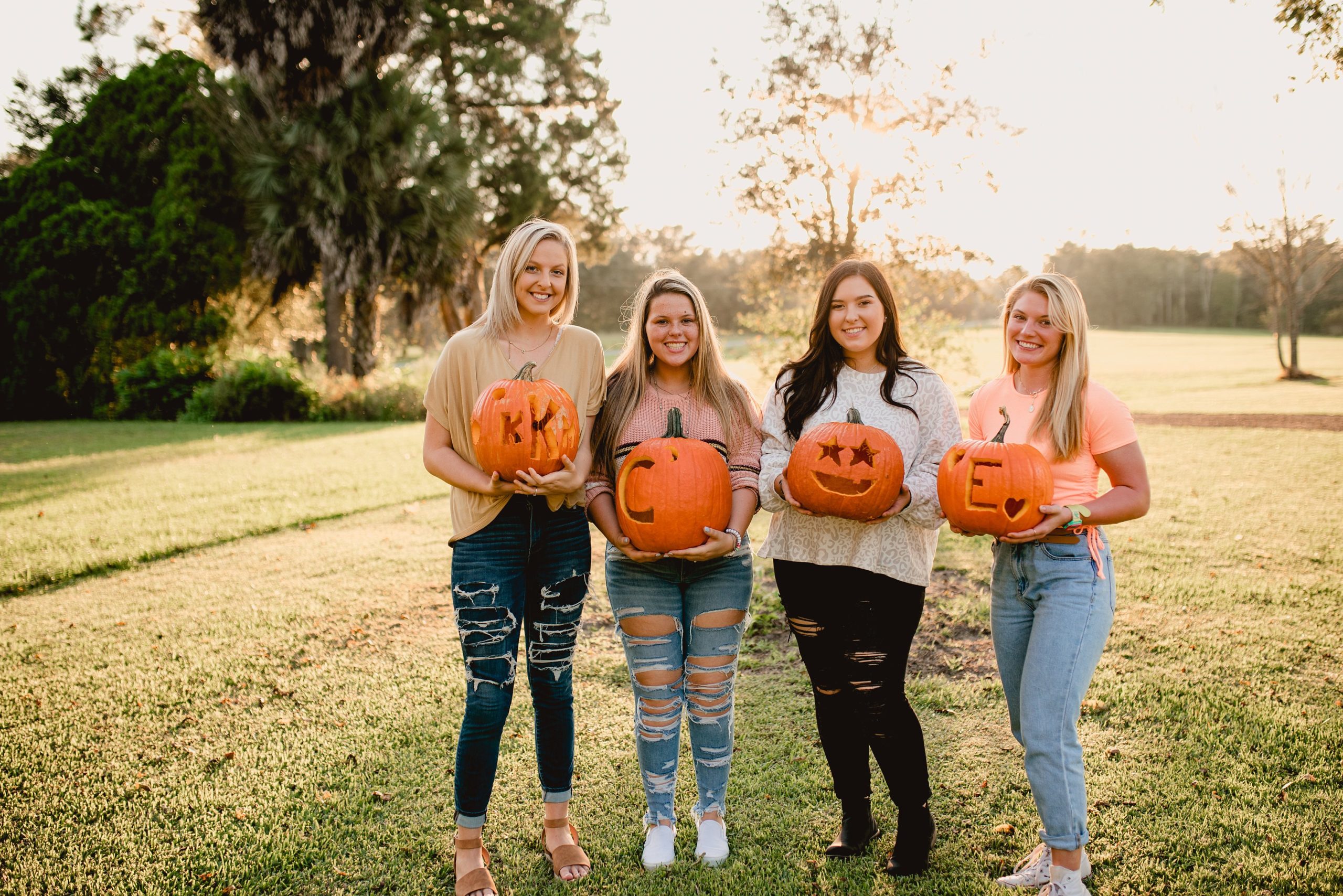 Senior model team in north florida and south georgia does pumpkin carving social.
