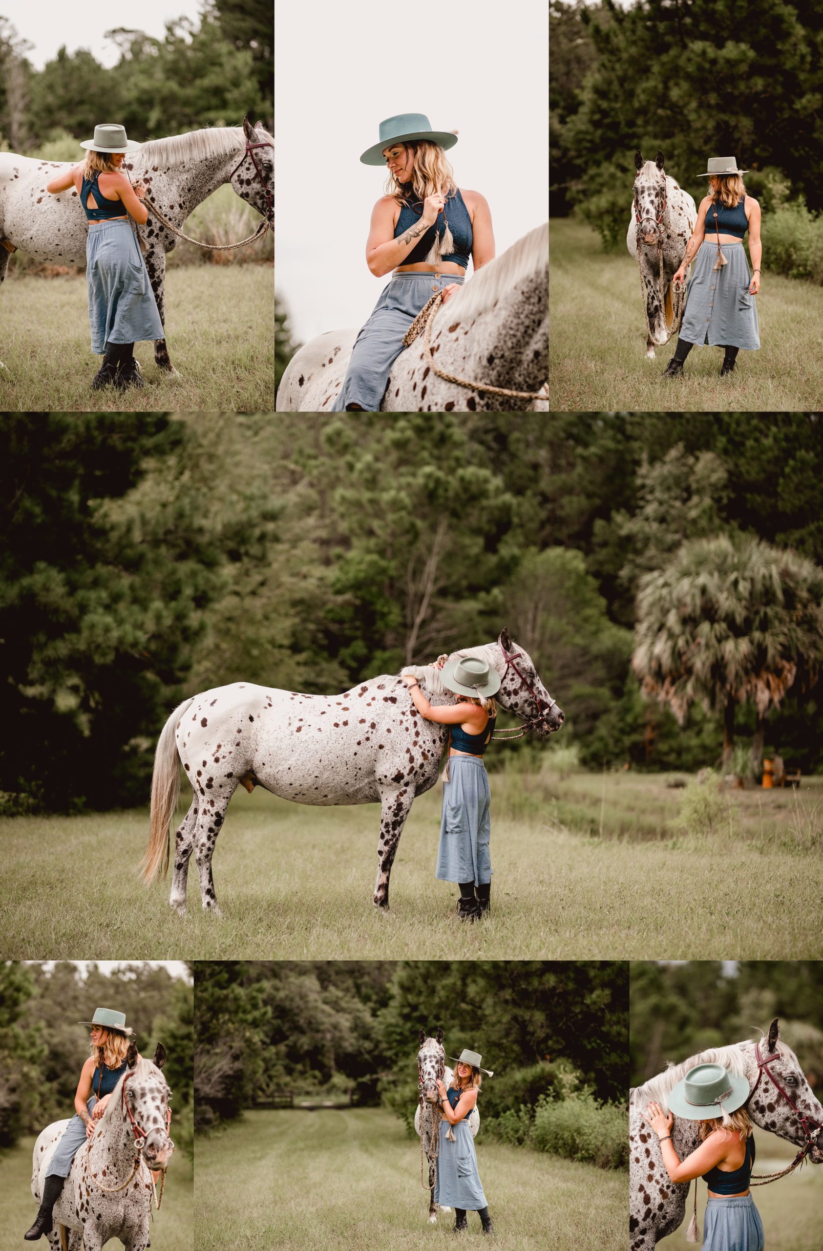 Leopard appaloosa gelding and his person take photos together in rural Gainesville, FL.