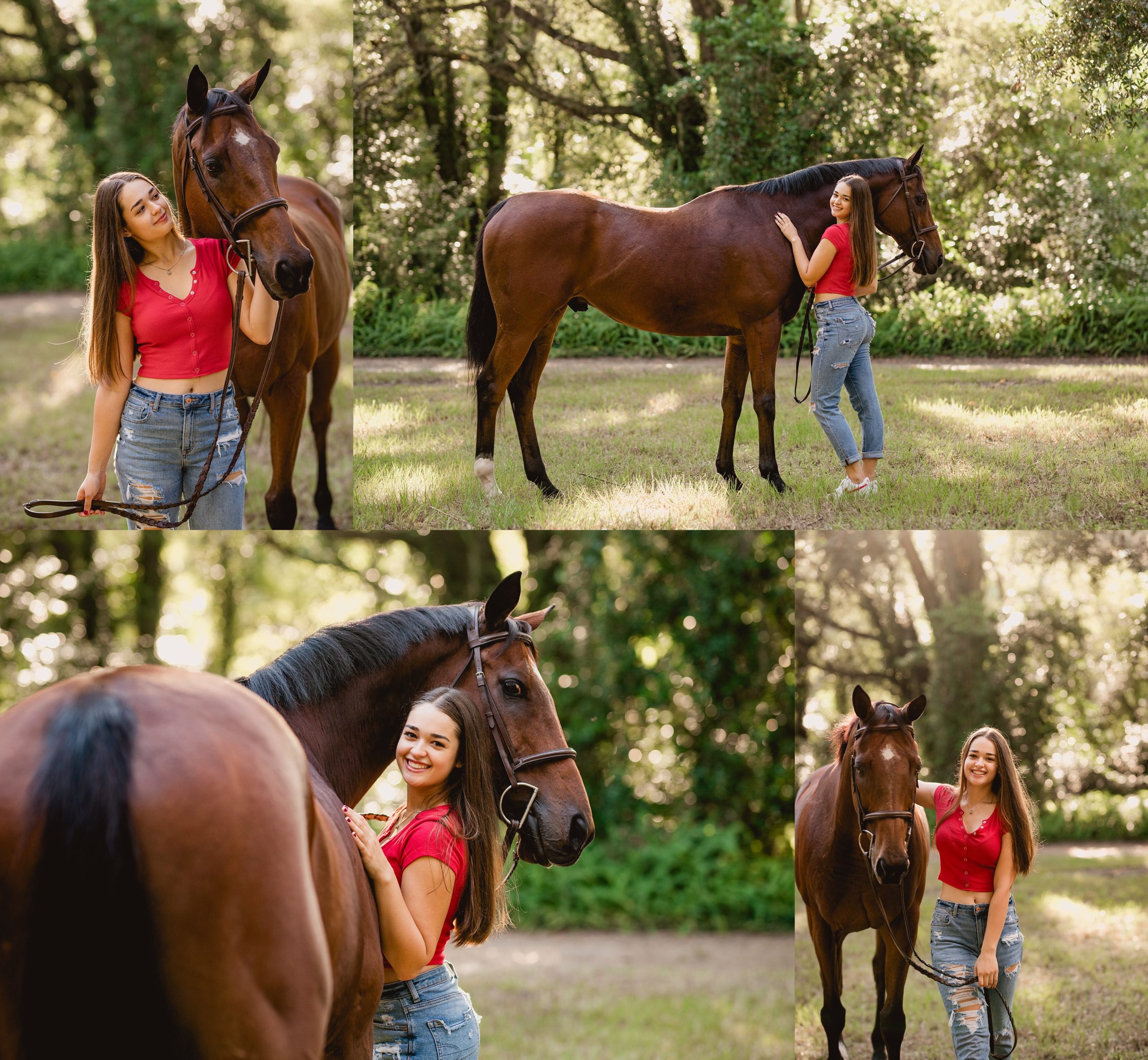 Girl with her off the track thoroughbred horse in Florida.