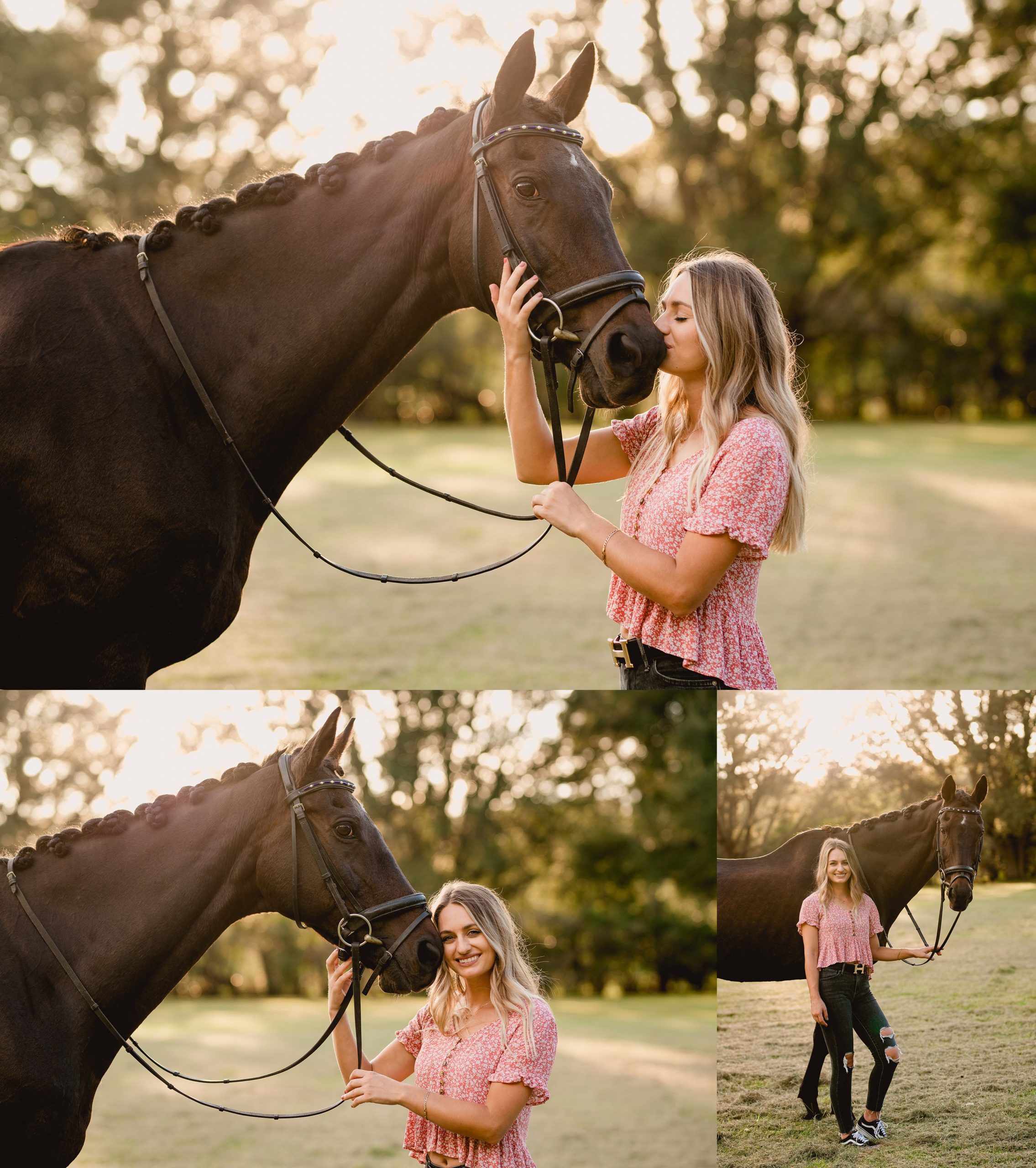 Horse and rider photos taken at sunset in Northwest Florida.