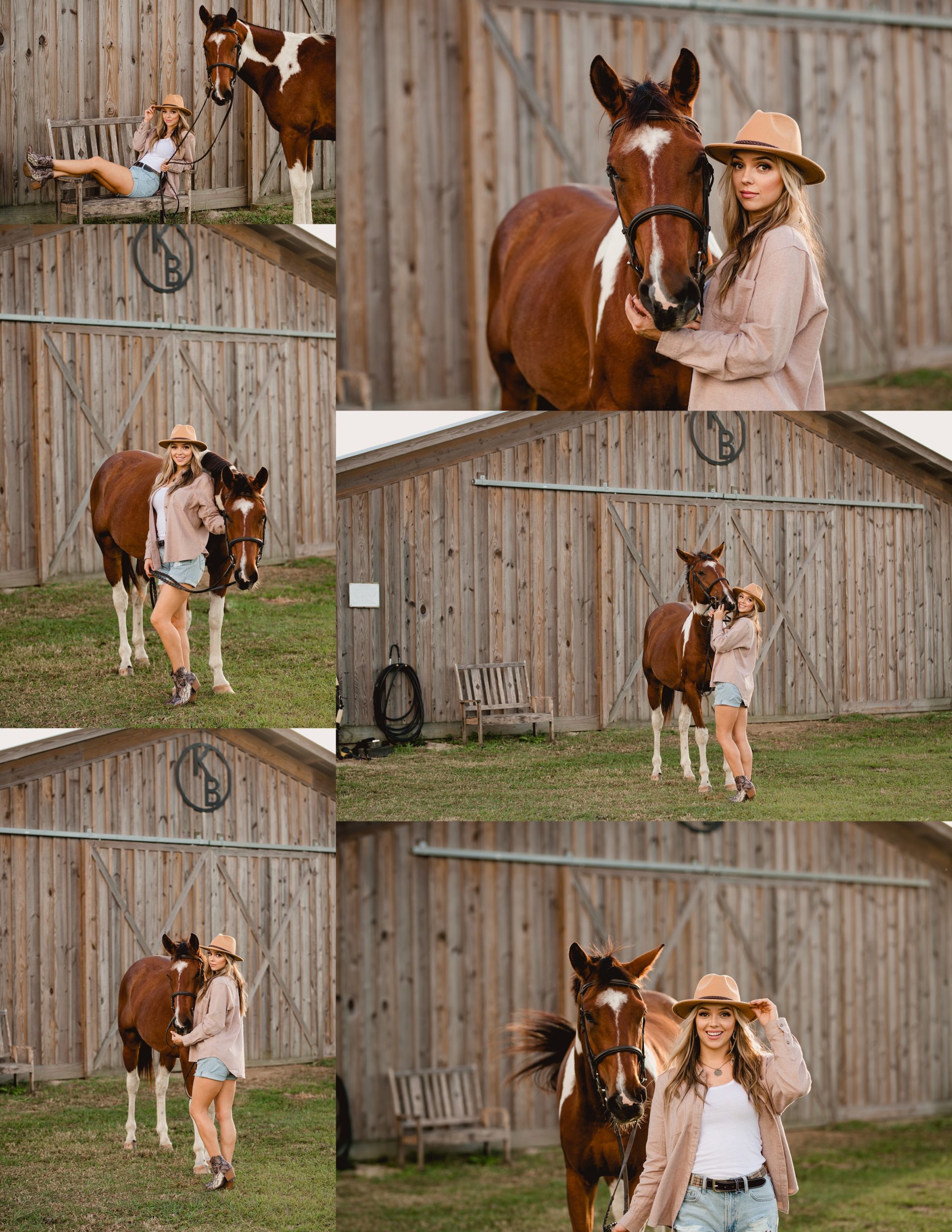 Rustic barn is the perfect scenery for horse and rider photos in Tallahassee, FL