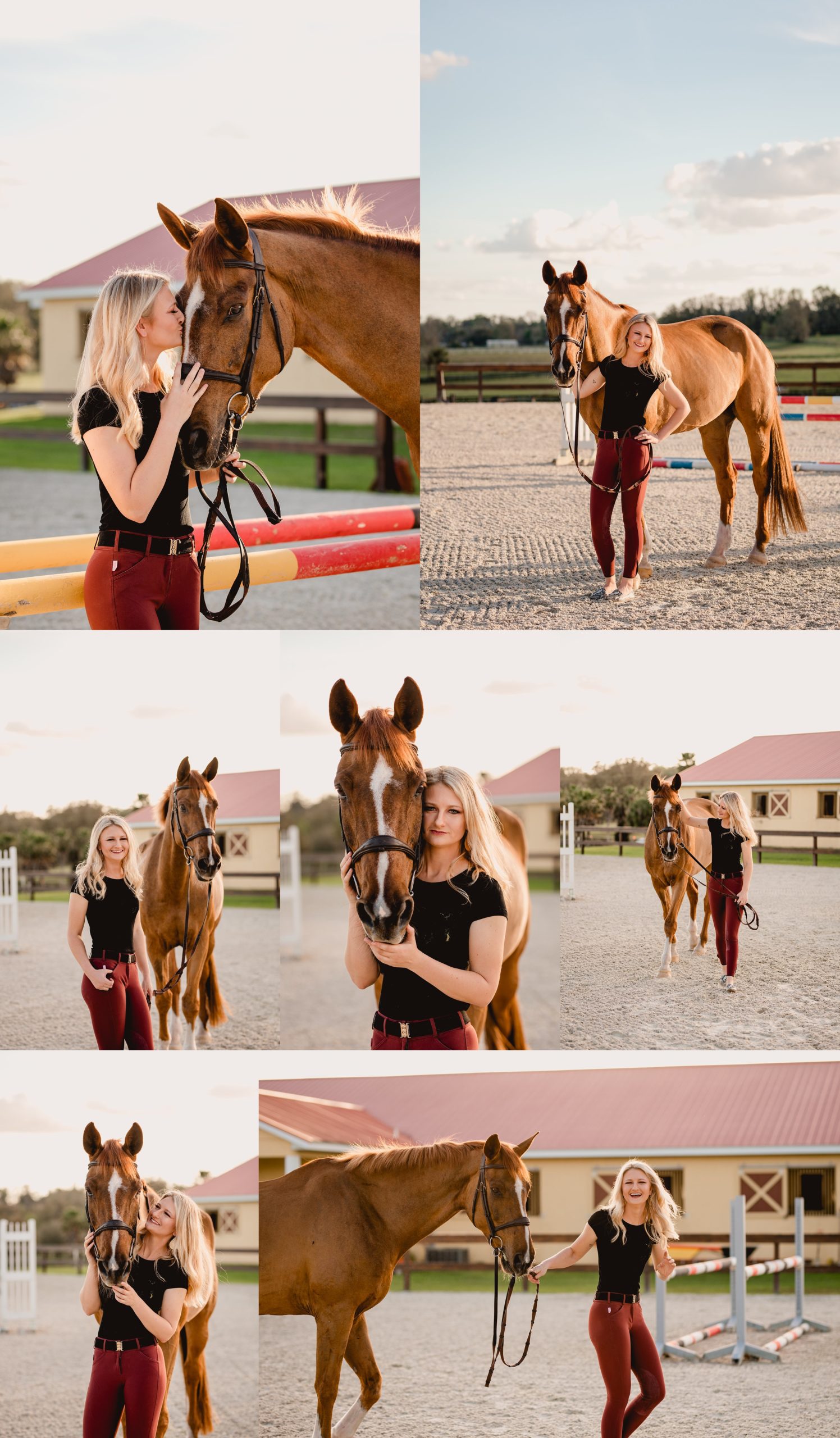 Horse and rider posing ideas in Ocala, FL at horse show barn.
