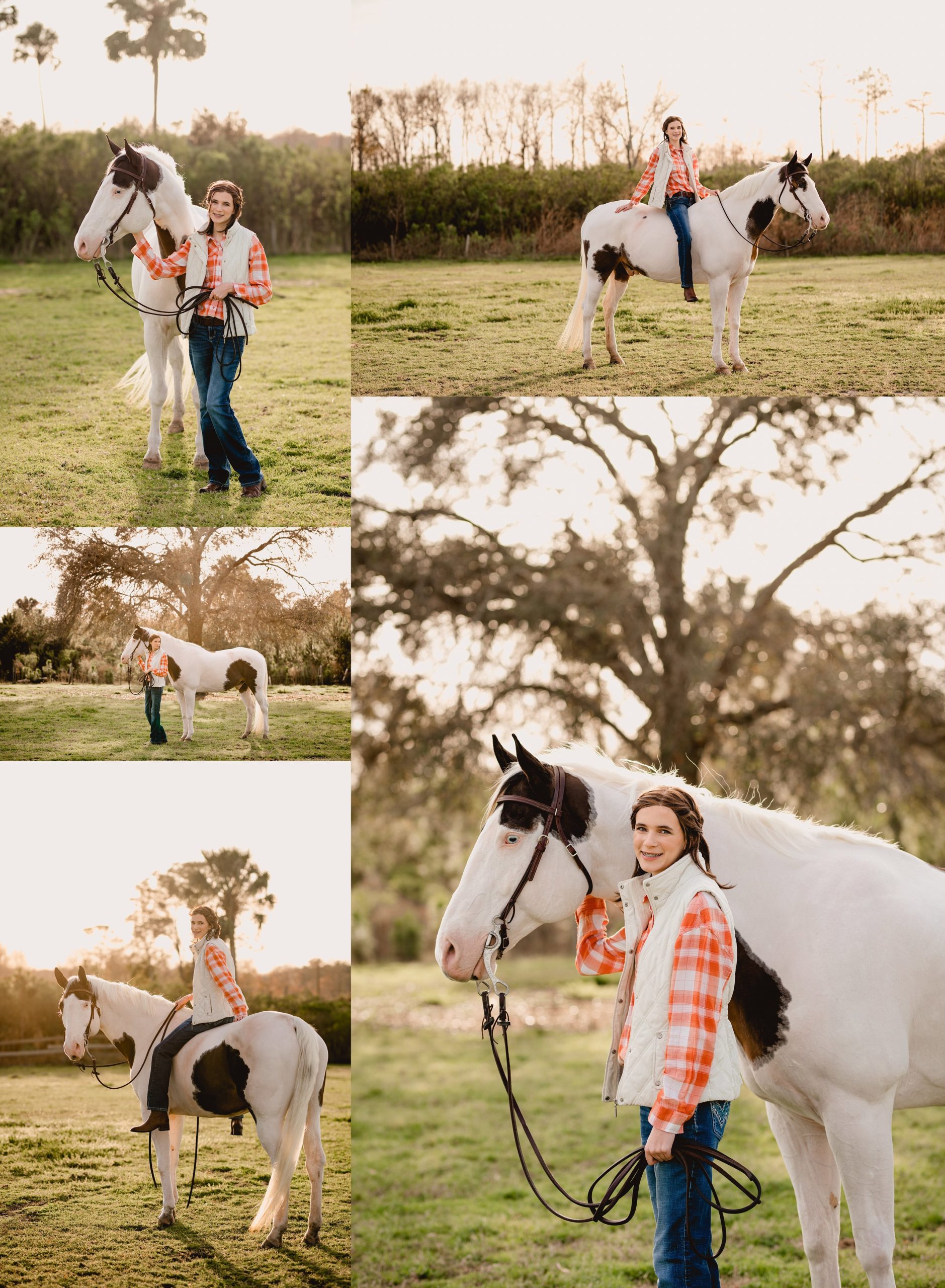 APHA gelding with his rider take portraits at sunset in Jacksonville. North FL horse photographer.