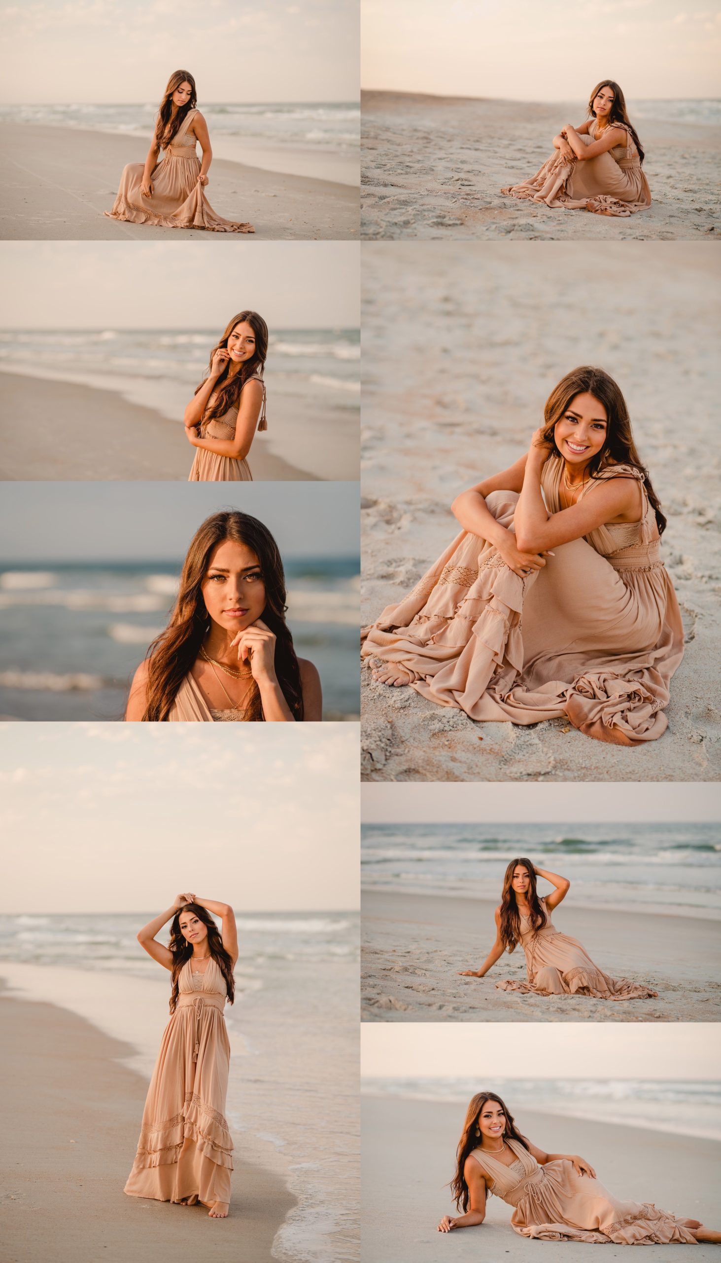 Dress ideas for senior pictures on the beach, beige free people dress. St Augustine. Senior photographer.