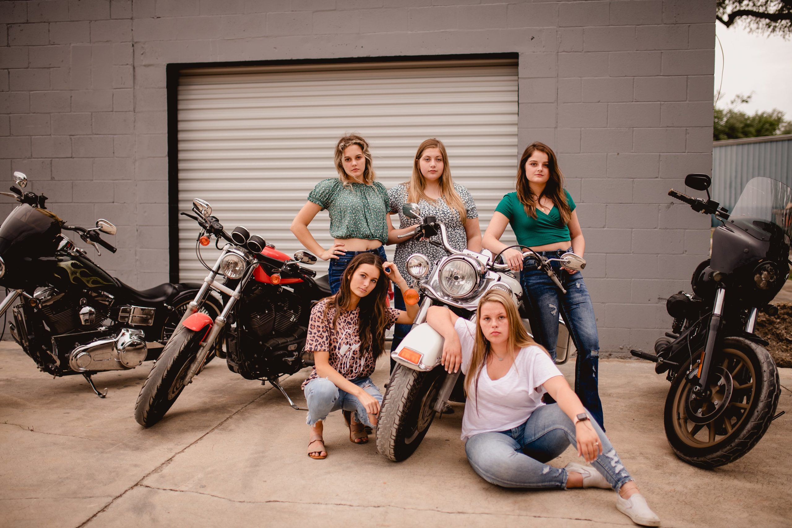 Senior Model team session with motorcycles in North Florida.