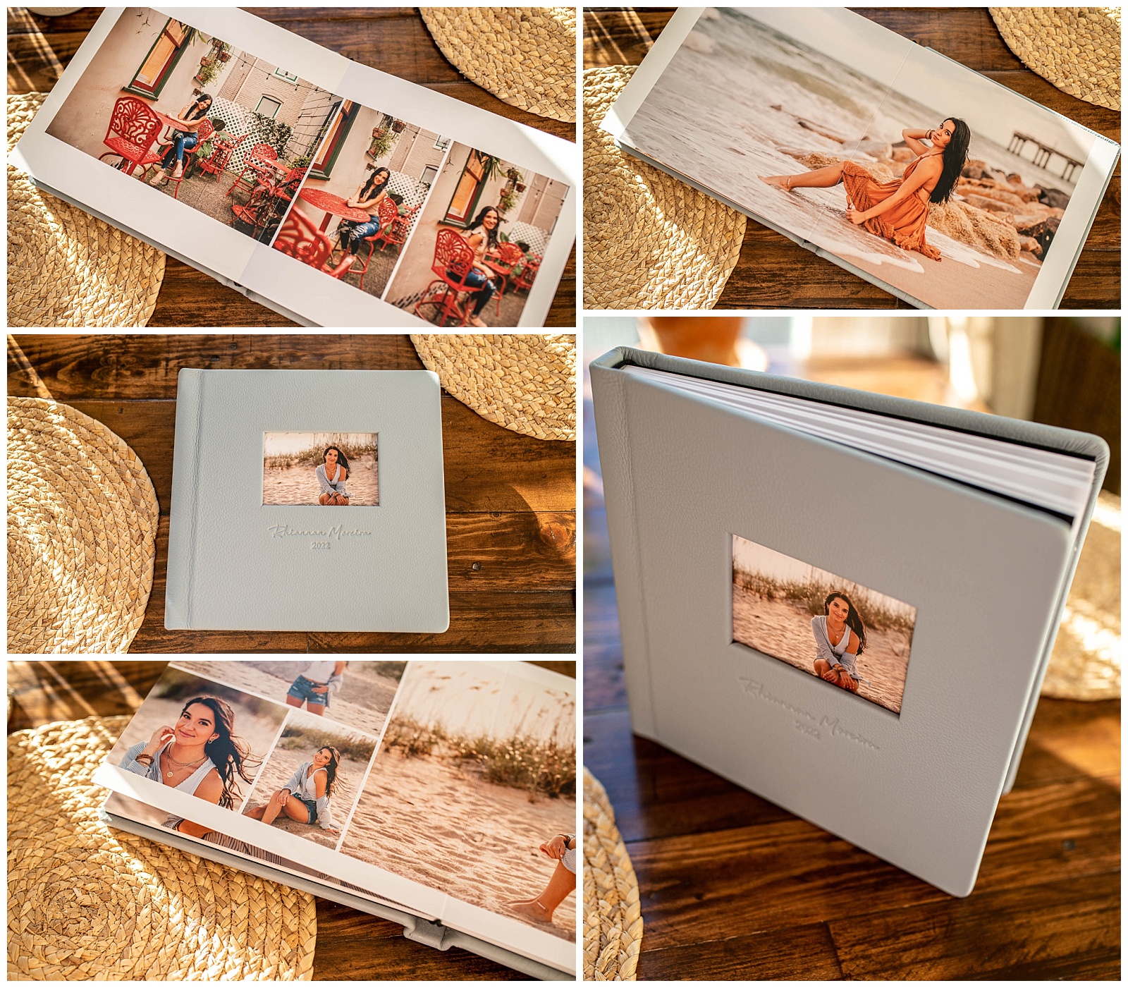 Senior portrait artwork with custom album showing your favorite images from your senior photography experience.