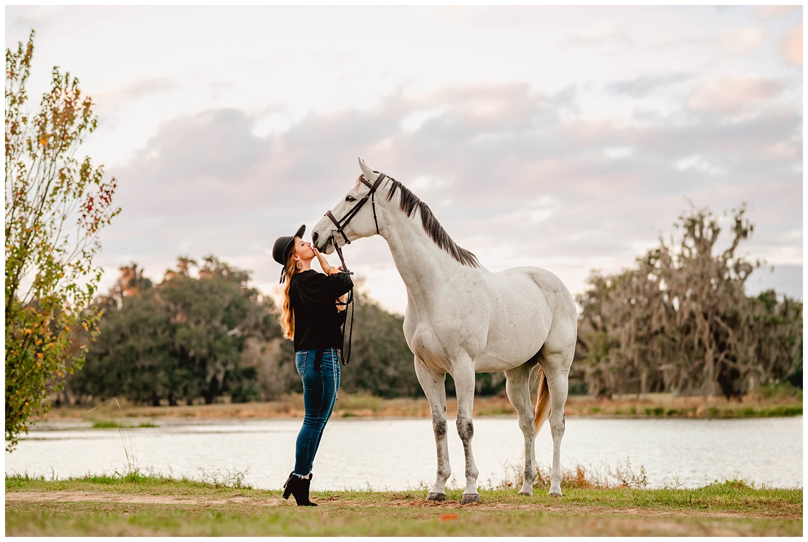 Horse and rider photoshoot in Gainesville, Fl at sunset taken by professional equine photographer.