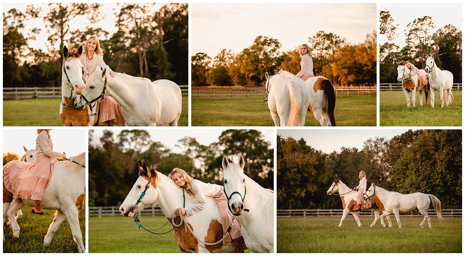 Posing ideas for equestrian with multiple horses under saddle. Florida horse photographer.