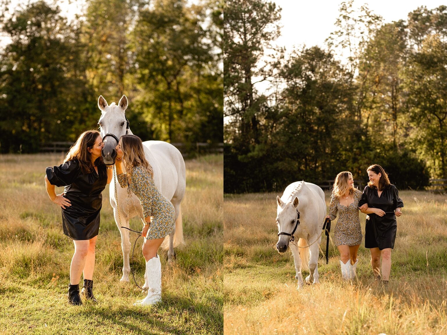 Girl and her mom have photos taken with their horse near Jacksonville FL.