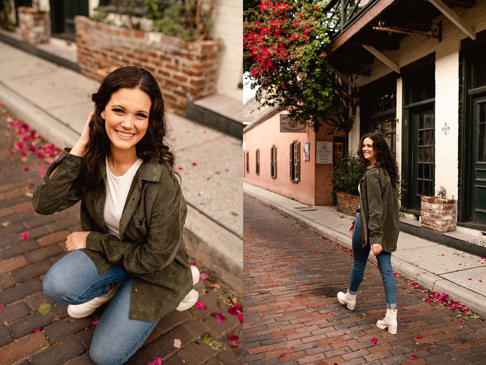 Professional senior photographer in Florida takes photos of high school senior in downtown St Augustine.