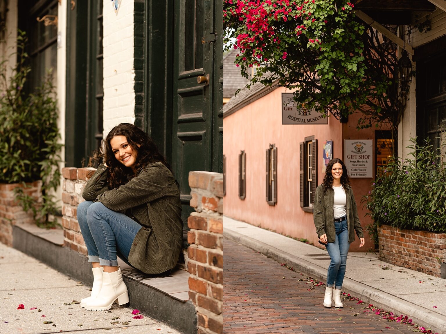 Professional senior photographer in Florida takes photos of high school senior in downtown St Augustine.