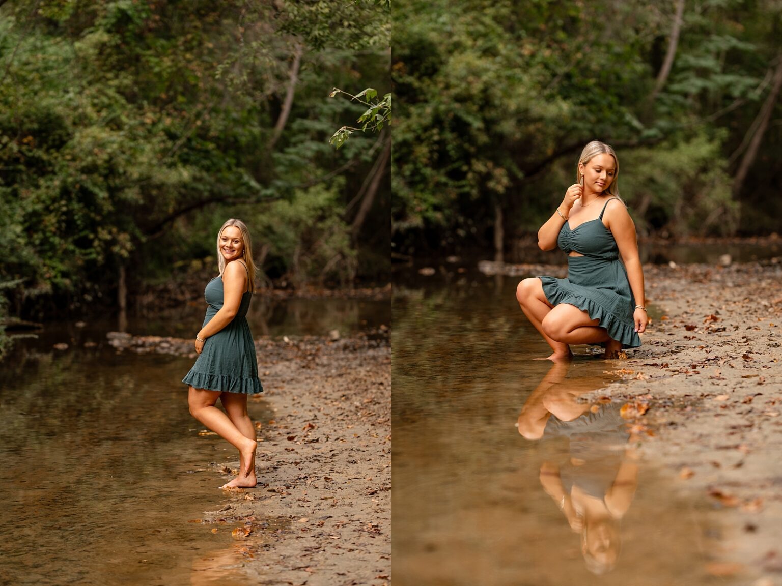 Senior pictures in Birmingham, Alabama. Creek. Senior pictures by a creek. Senior photo ideas.