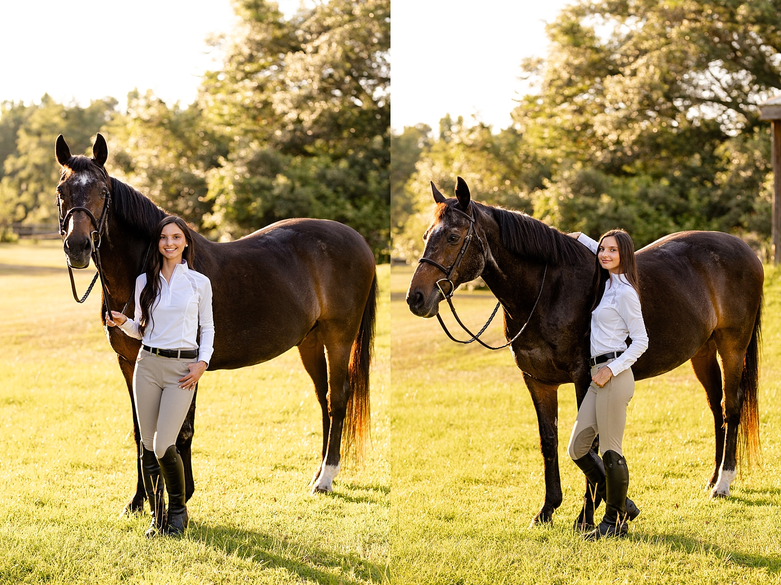 Photos of girl and her horse at Cavallo Farms in Tallahassee, FL. Beautiful oak trees. Posing ideas for girl in riding breeches with her horse.