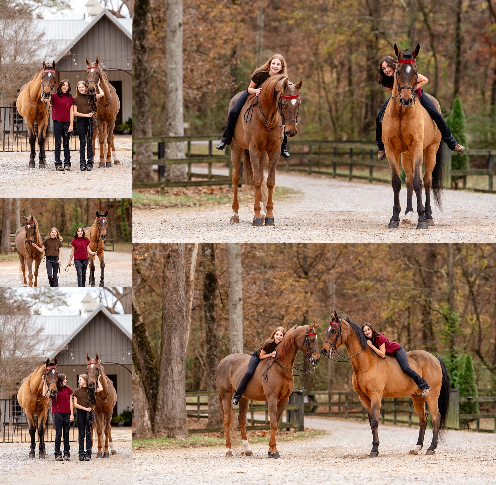 Madelyn with her Saddlebred horse Clarice during a youth equestrian portrait session featuring her best barn buddy and her horse.