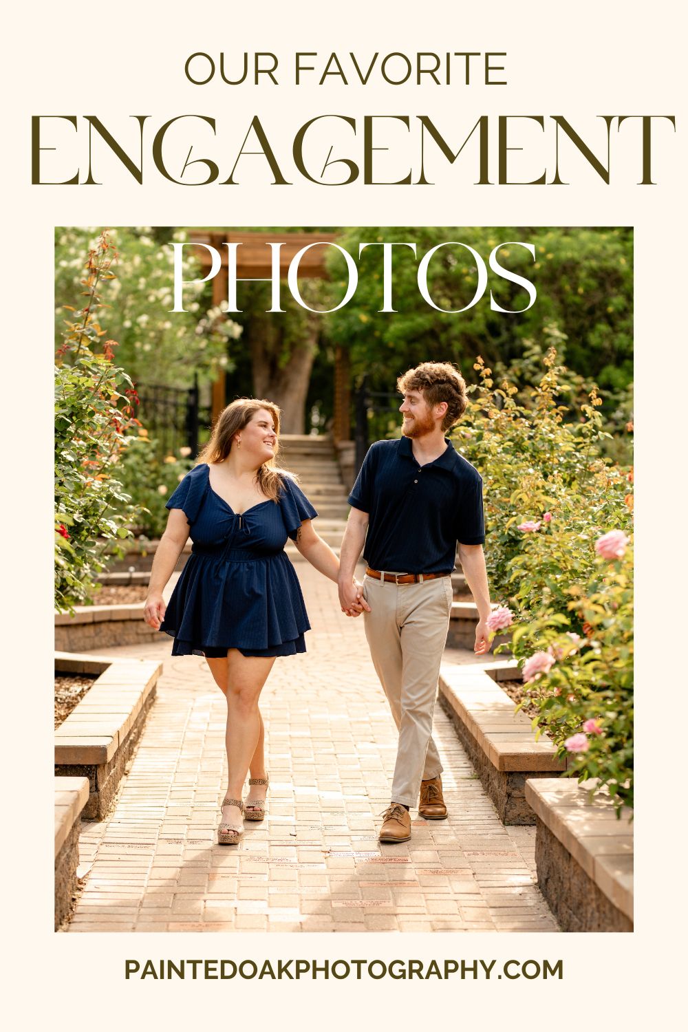 Couple posing in the garden area of Washington Oaks State Park during their engagement photoshoot.